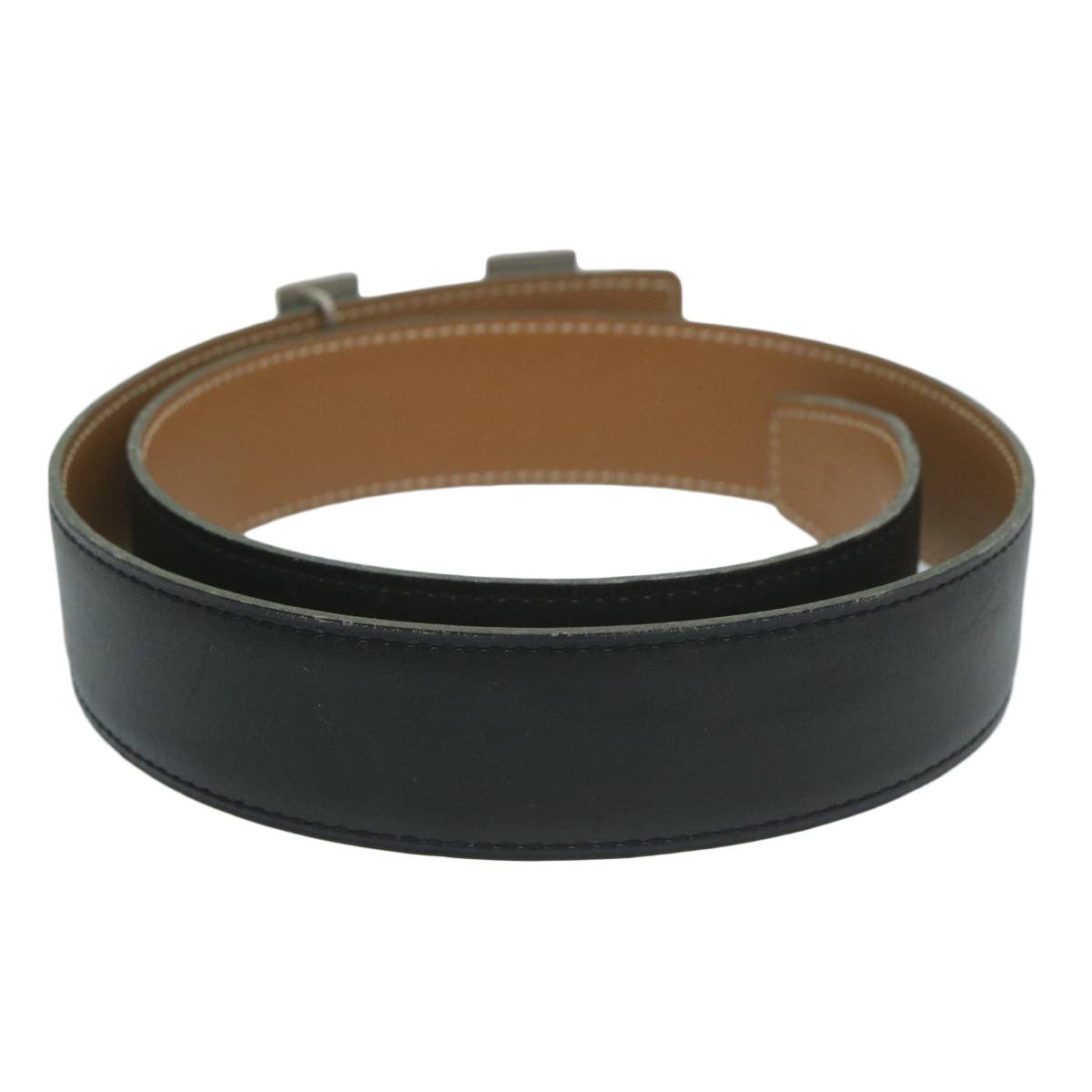 HERMES Constance Belt Leather 26.4""-28.3"" Black Brown Auth ki4051