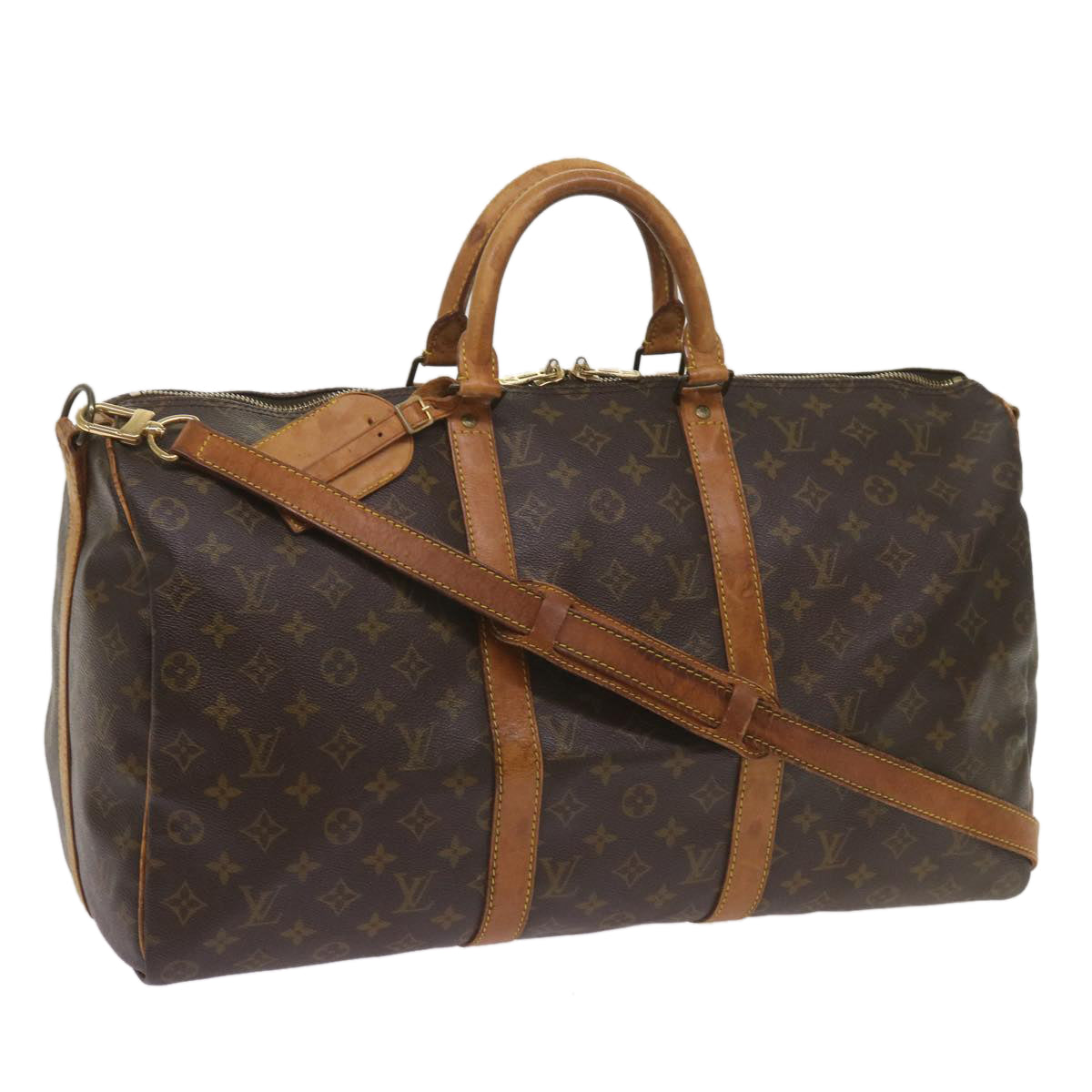 LOUIS VUITTON Monogram Keepall Bandouliere 50 Boston Bag M41416 LV Auth ki4057