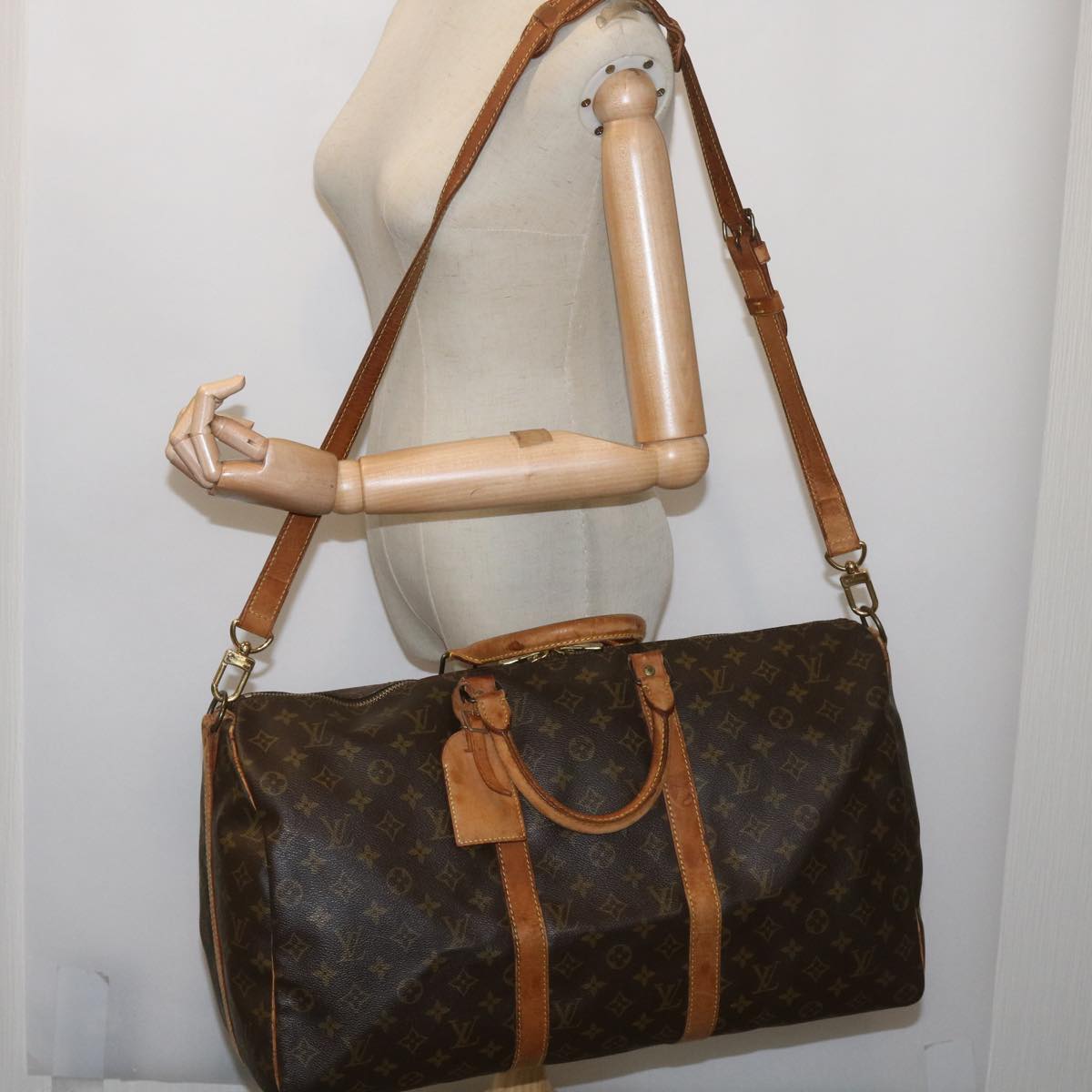 LOUIS VUITTON Monogram Keepall Bandouliere 50 Boston Bag M41416 LV Auth ki4057