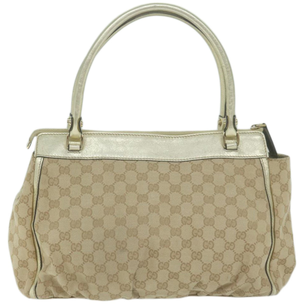 GUCCI GG Canvas Tote Bag Beige Gold 189831 Auth ki4071