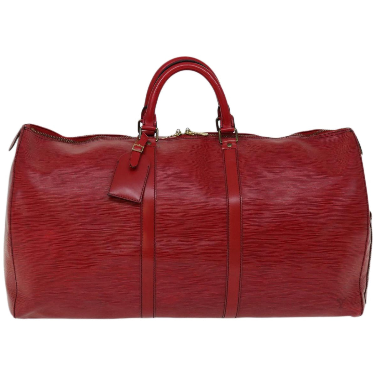 LOUIS VUITTON Epi Keepall 55 Boston Bag Red M42957 LV Auth ki4078