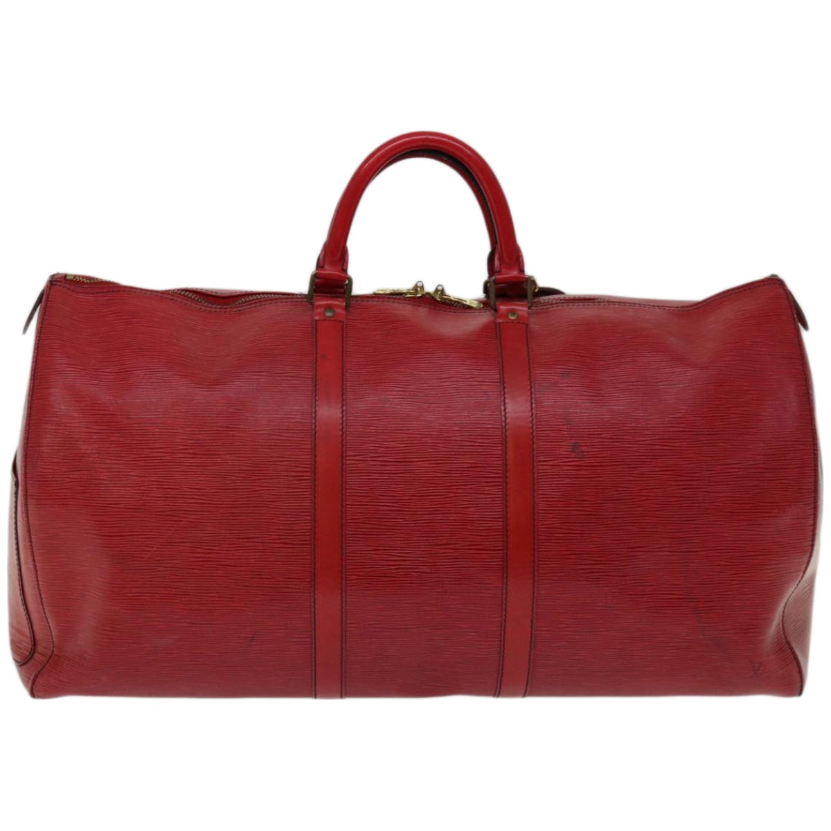 LOUIS VUITTON Epi Keepall 55 Boston Bag Red M42957 LV Auth ki4078