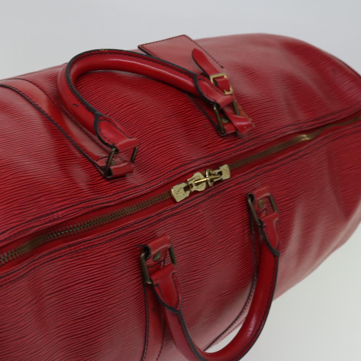 LOUIS VUITTON Epi Keepall 55 Boston Bag Red M42957 LV Auth ki4078