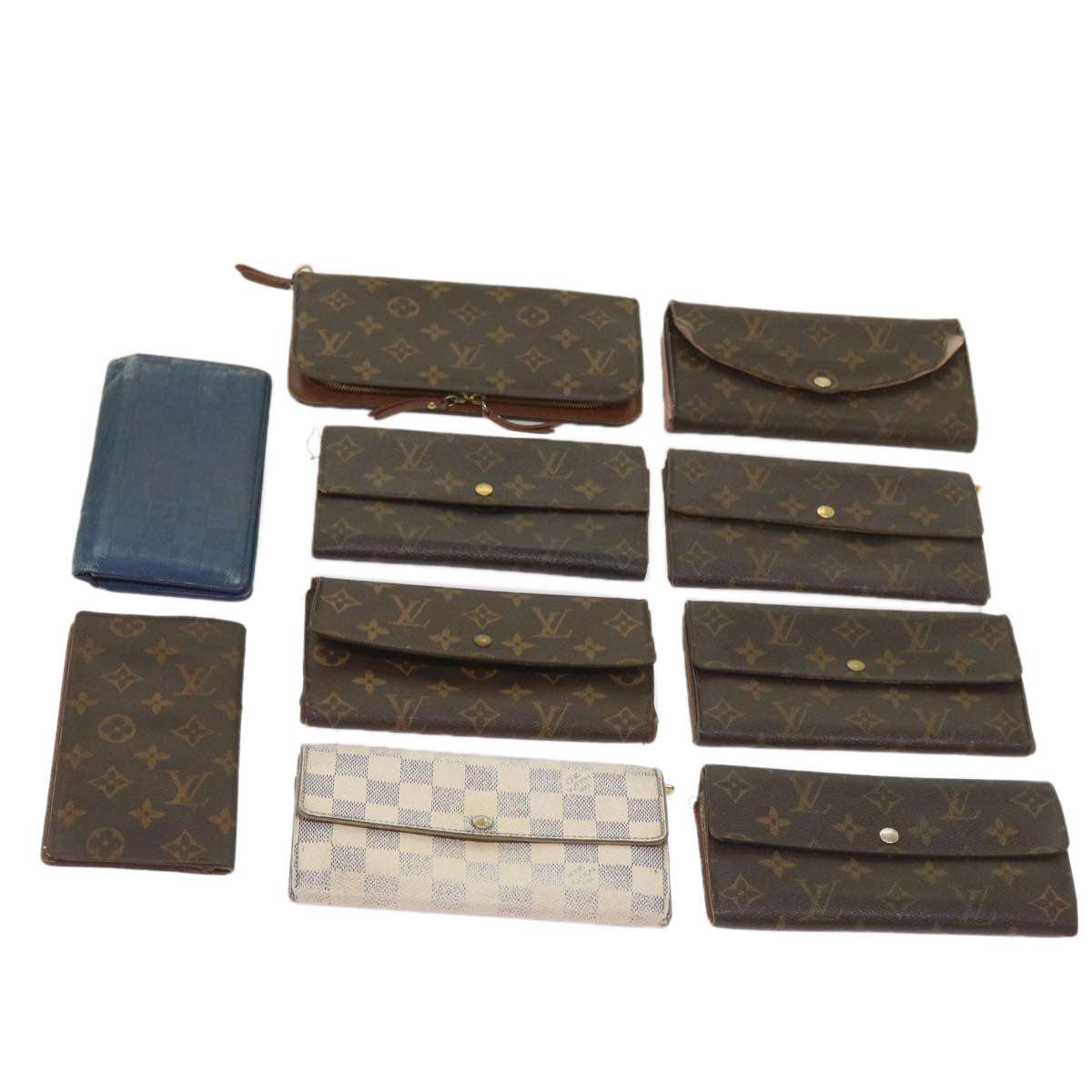 LOUIS VUITTON Monogram Damier Azur Wallet 10set LV Auth ki4088