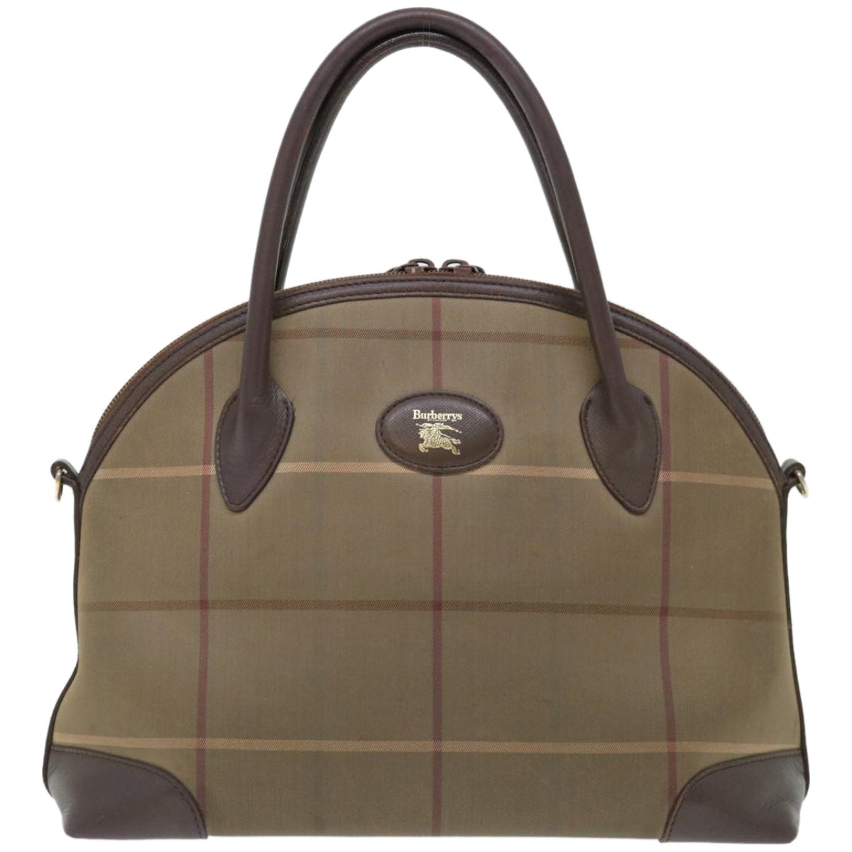 Burberrys Nova Check Hand Bag Canvas 2way Brown Auth ki4099