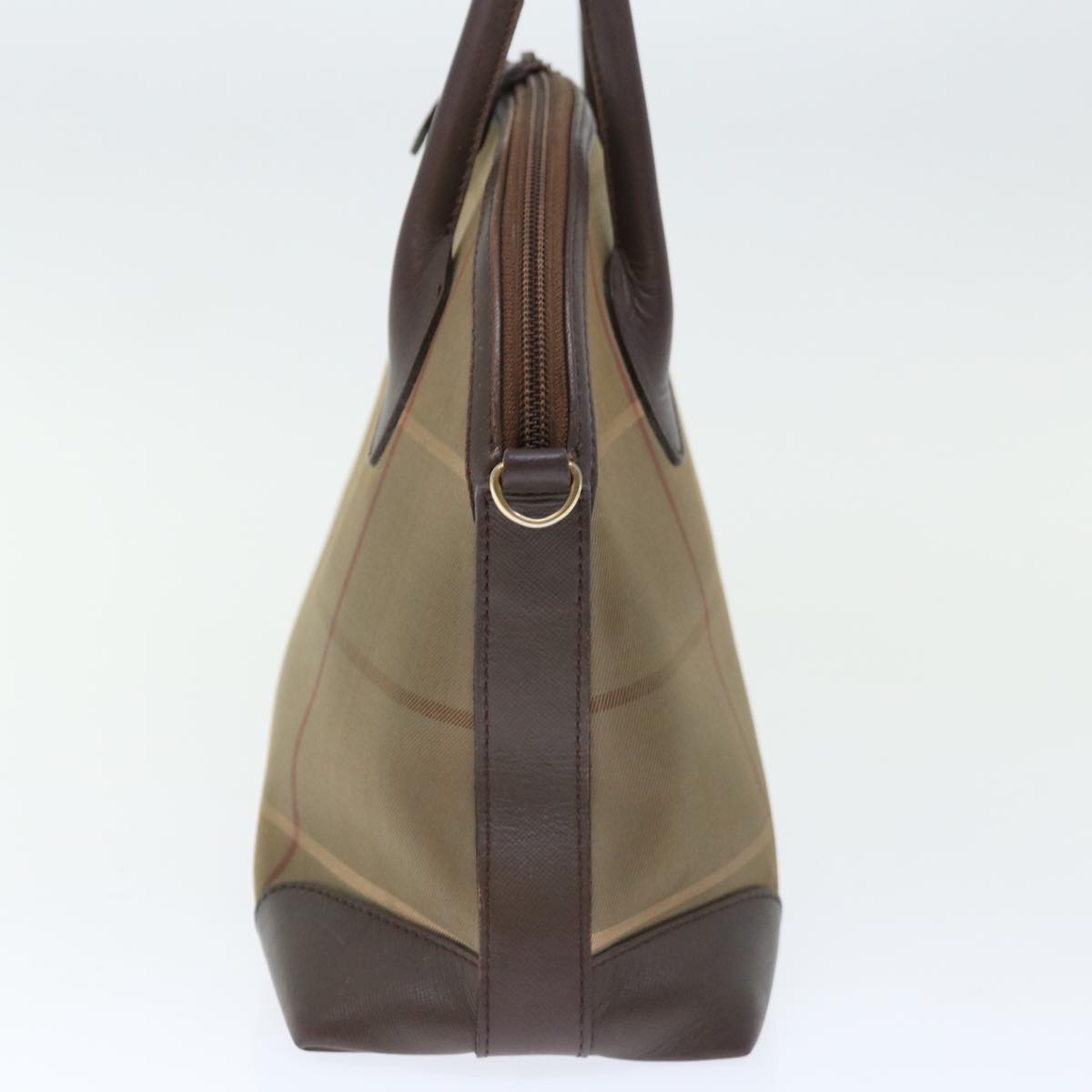 Burberrys Nova Check Hand Bag Canvas 2way Brown Auth ki4099