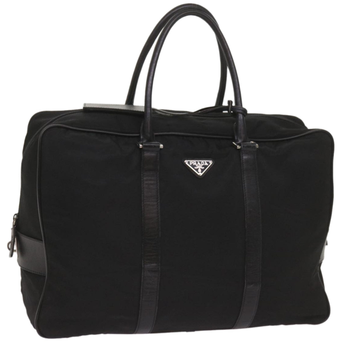 PRADA Boston Bag Nylon Black Auth ki4104