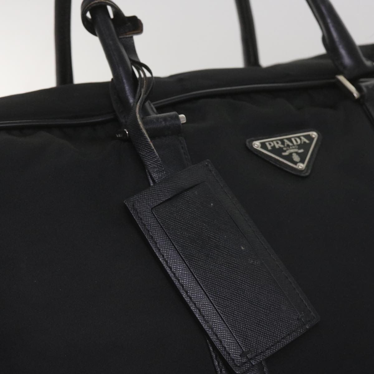 PRADA Boston Bag Nylon Black Auth ki4104