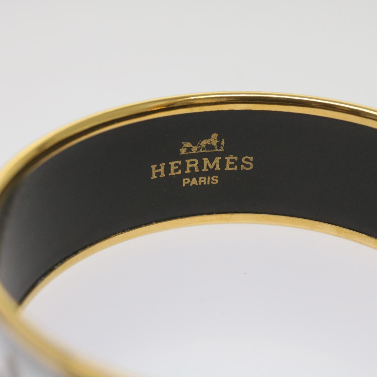 HERMES Cloisonne Emilel GM Bracelet metal Blue Auth ki4119