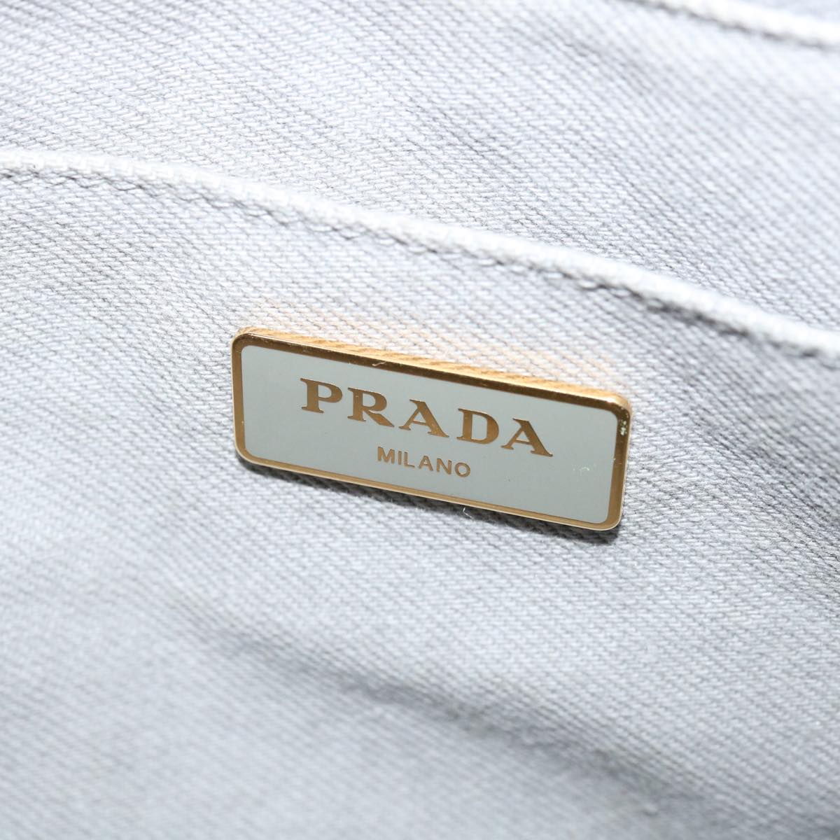 PRADA Canapa MM Hand Bag Canvas Gray Auth ki4125