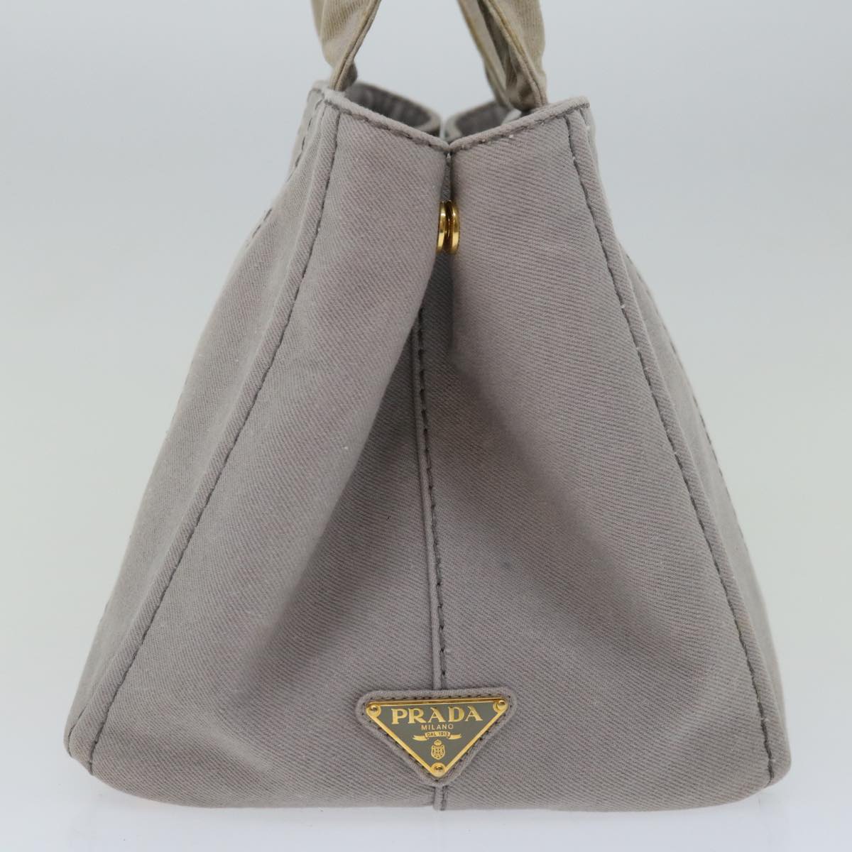 PRADA Canapa MM Hand Bag Canvas Gray Auth ki4125