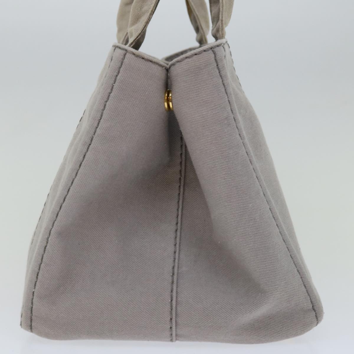 PRADA Canapa MM Hand Bag Canvas Gray Auth ki4125