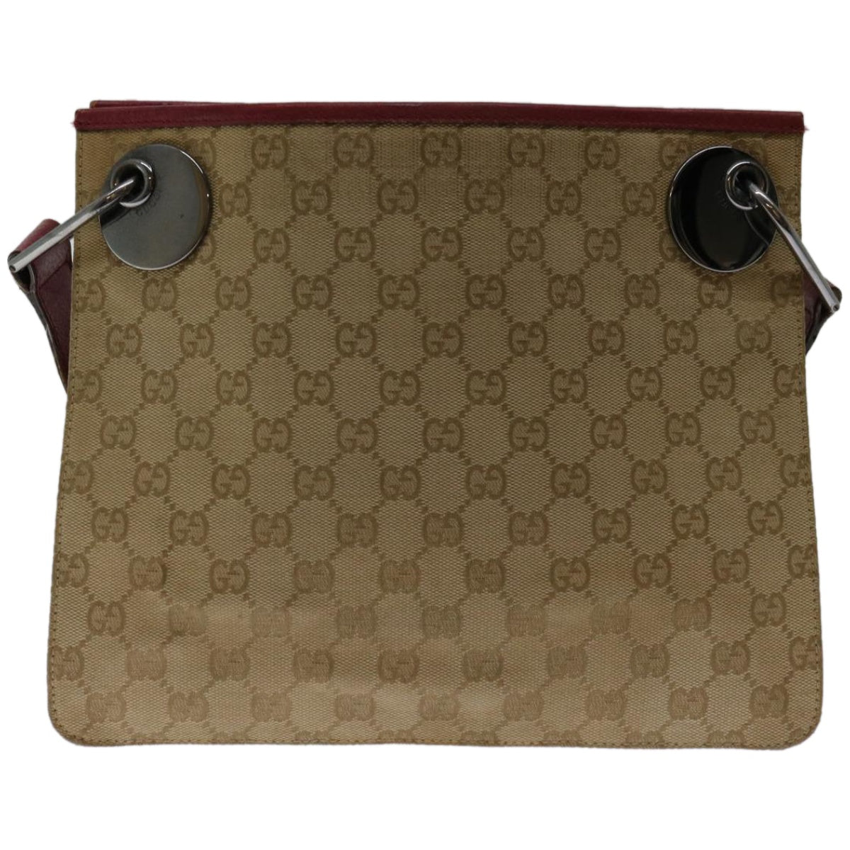 GUCCI GG Canvas Shoulder Bag Beige Red 120841 Auth ki4128