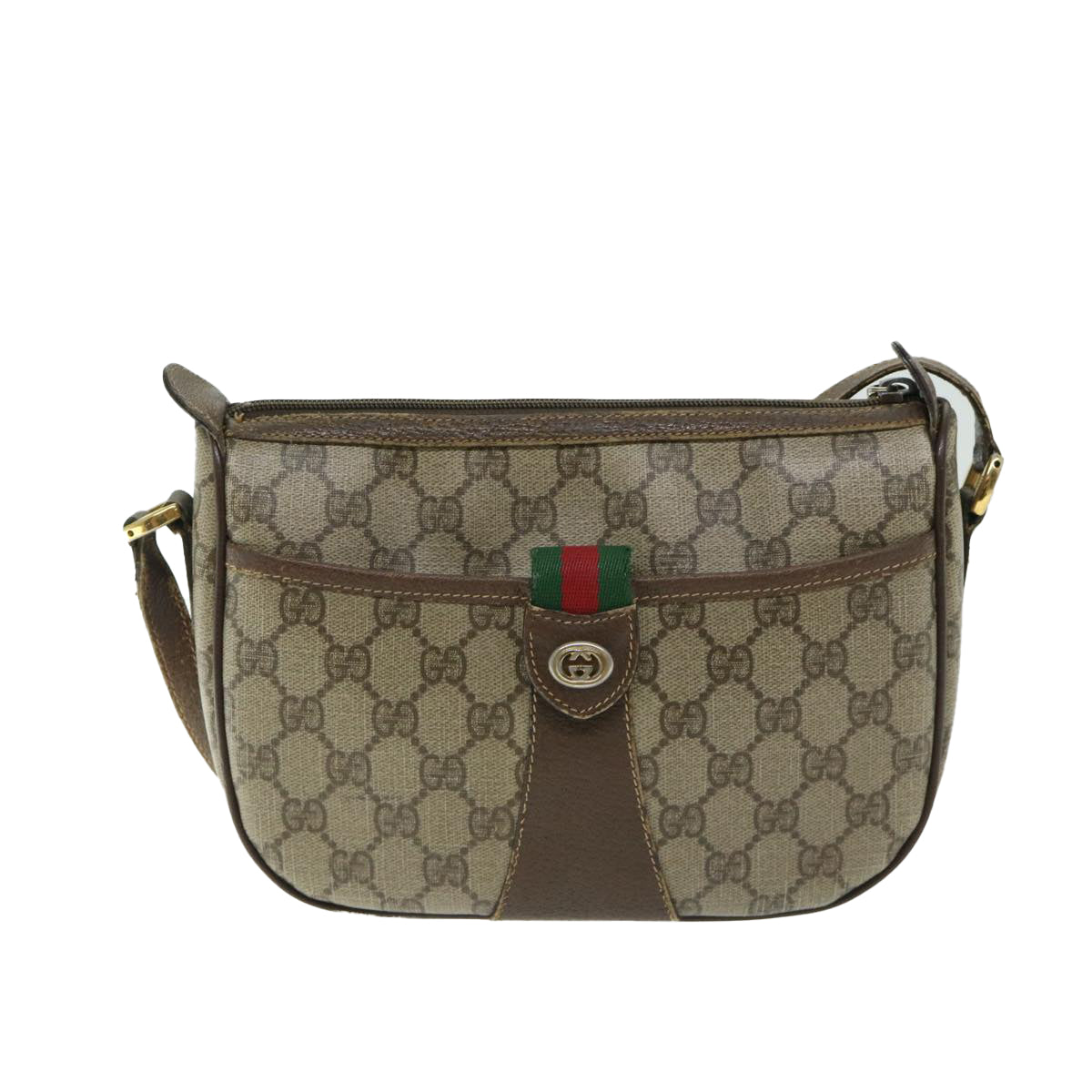 GUCCI GG Supreme Web Sherry Line Shoulder Bag PVC Beige 89 02 032 Auth ki4129