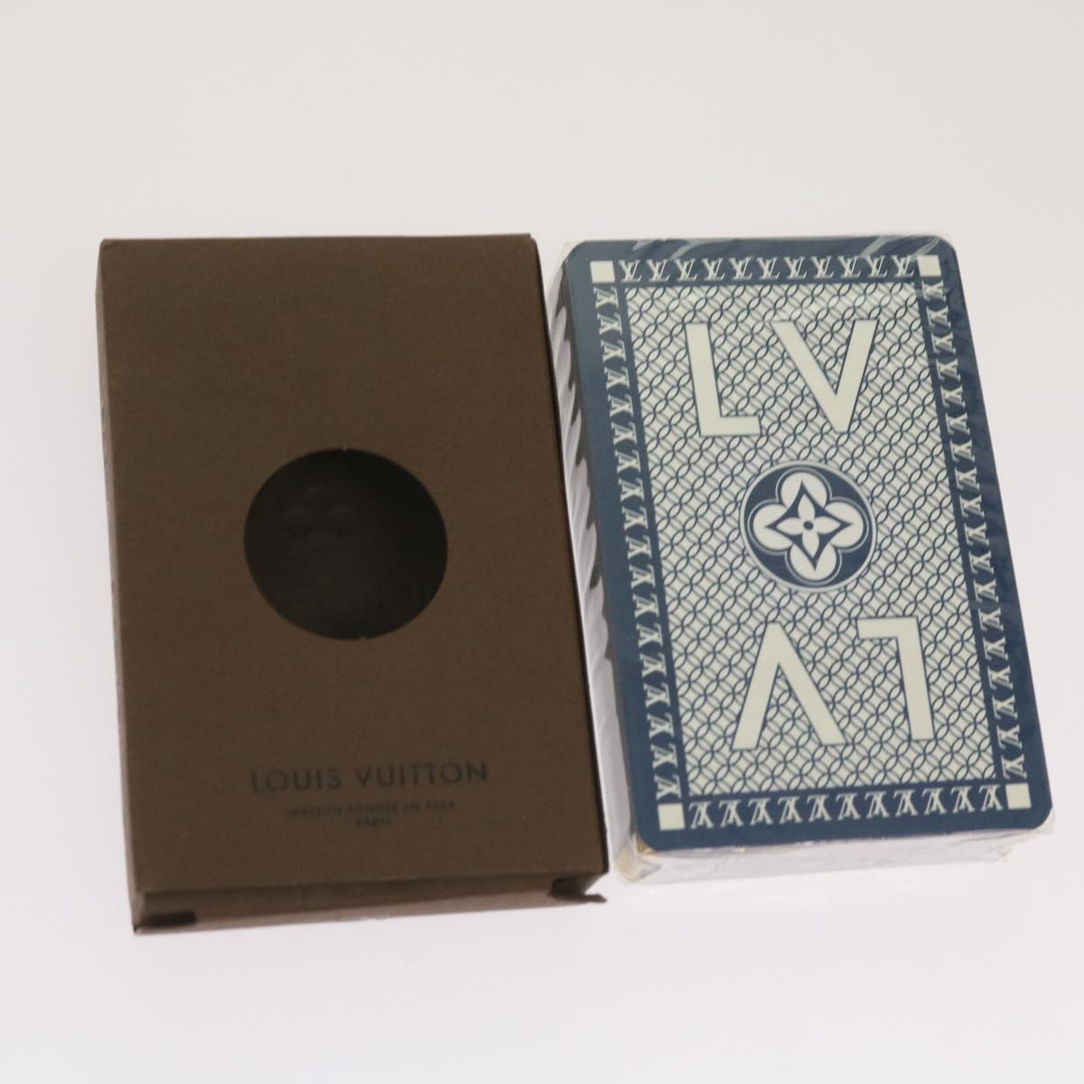 LOUIS VUITTON Playing Cards Blue LV Auth ki4137