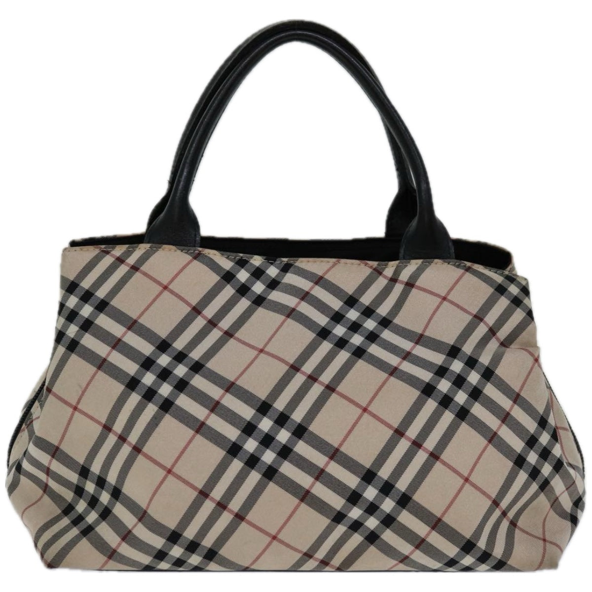 BURBERRY Nova Check Blue Label Tote Bag Nylon Black Beige Auth ki4149