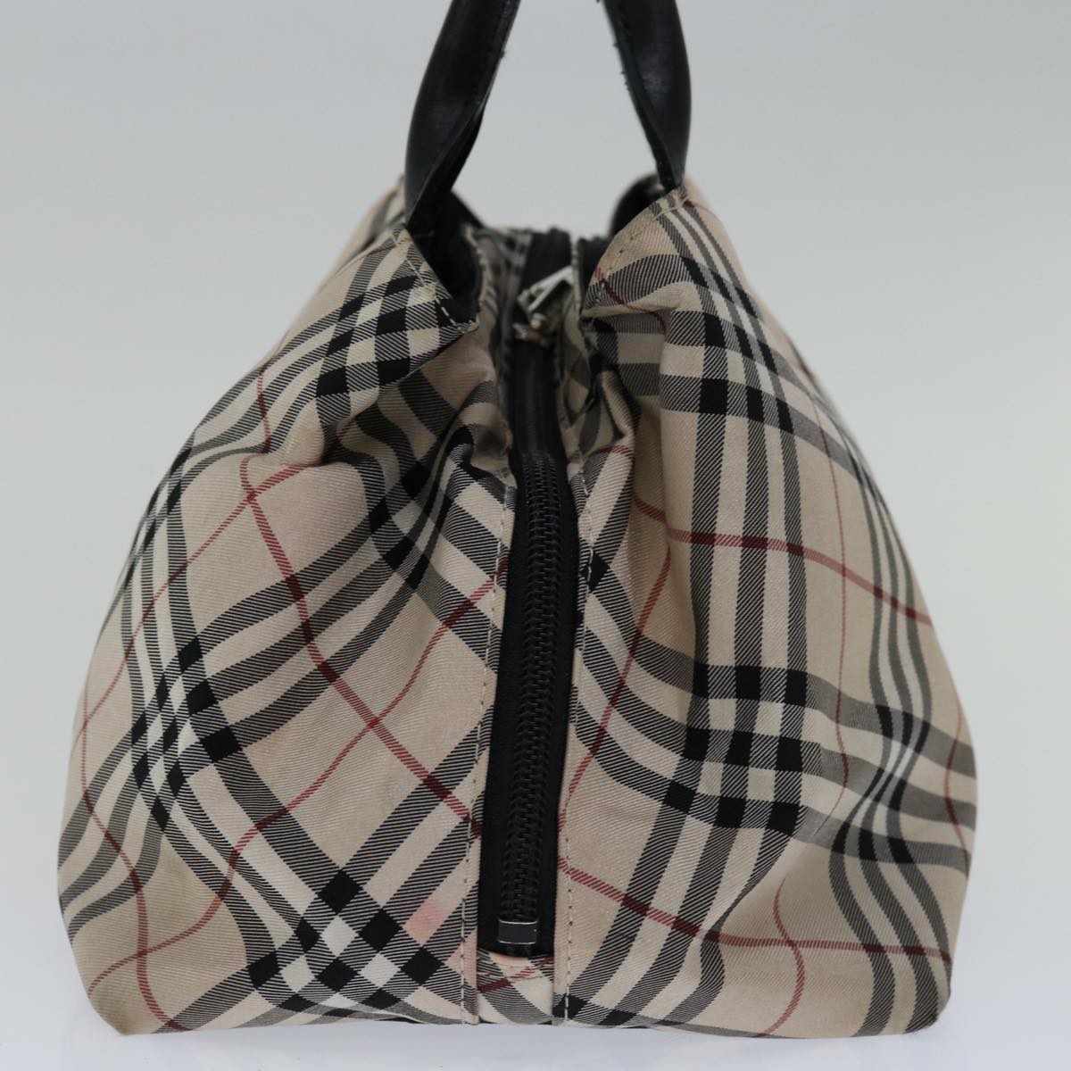 BURBERRY Nova Check Blue Label Tote Bag Nylon Black Beige Auth ki4149