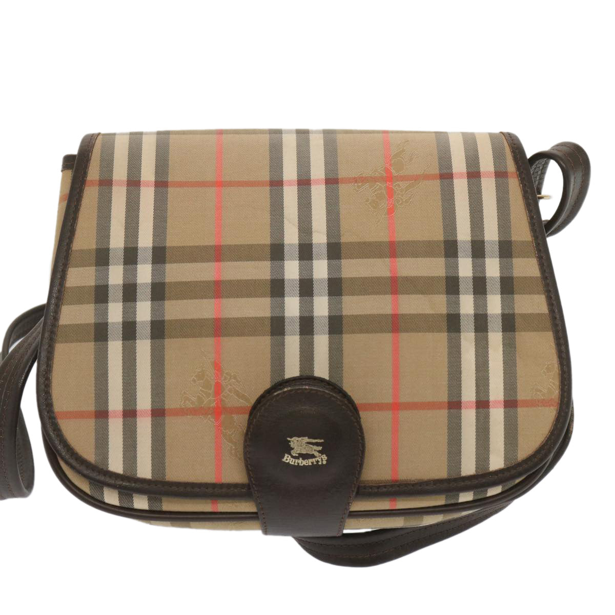 Burberrys Nova Check Shoulder Bag Canvas Beige Auth ki4186