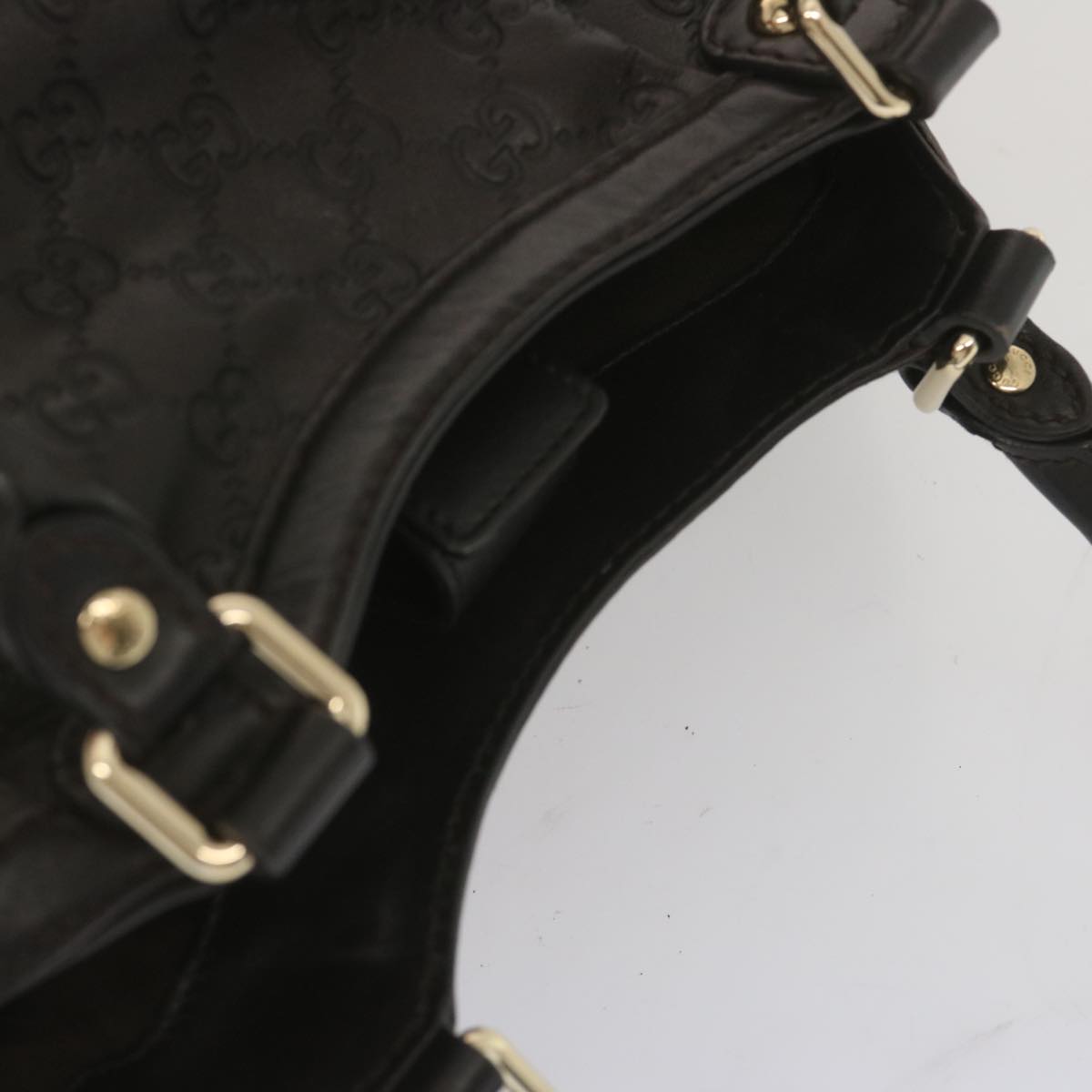 GUCCI GG Canvas Guccissima Sukey Hand Bag Black 367802 Auth ki4192