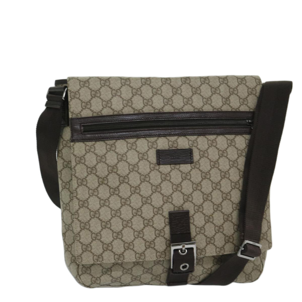 GUCCI GG Supreme Shoulder Bag PVC Beige 141194 Auth ki4209