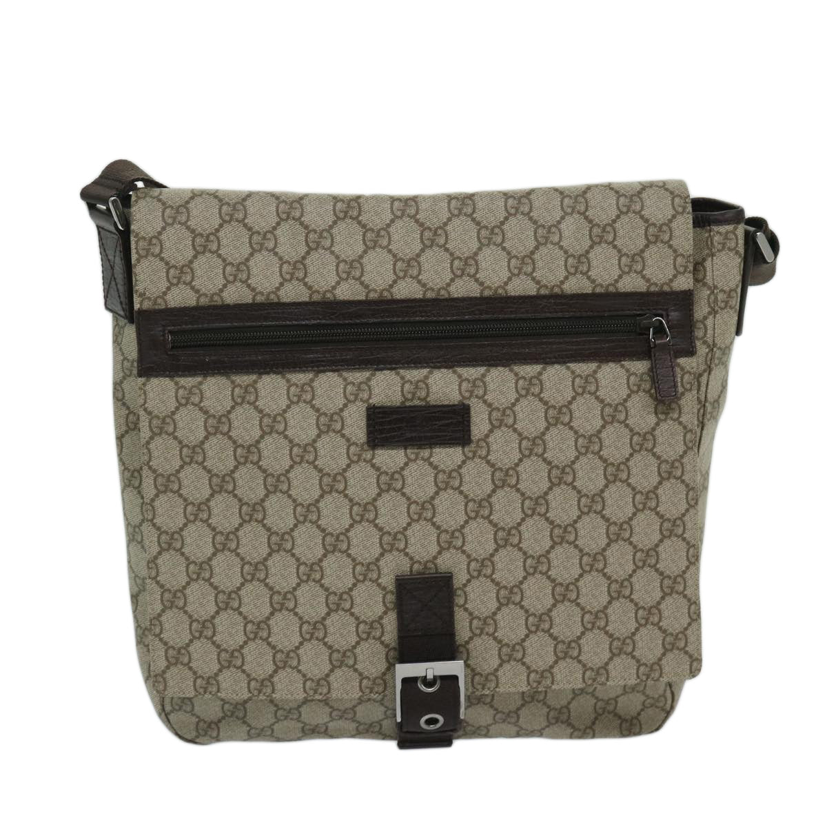 GUCCI GG Supreme Shoulder Bag PVC Beige 141194 Auth ki4209