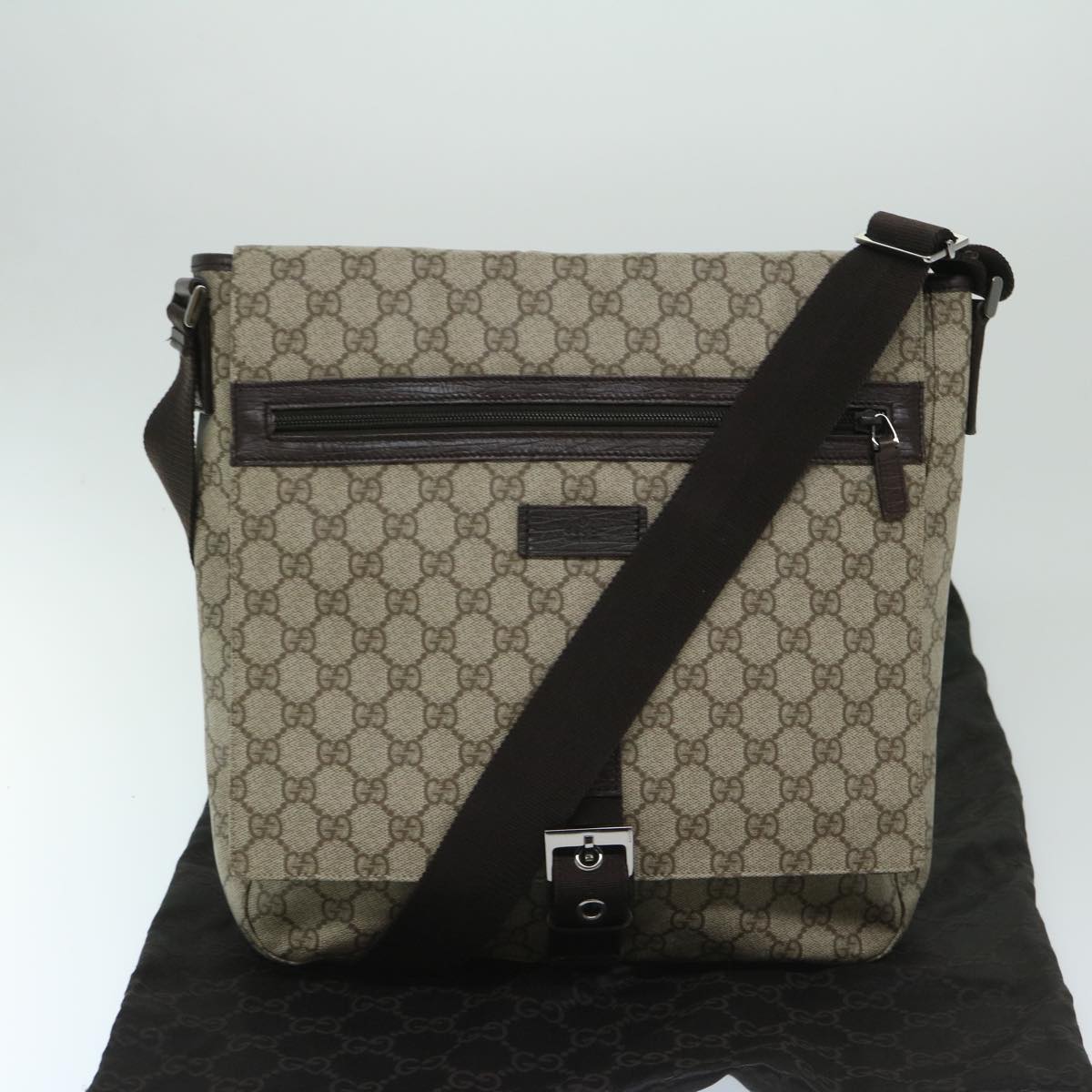 GUCCI GG Supreme Shoulder Bag PVC Beige 141194 Auth ki4209