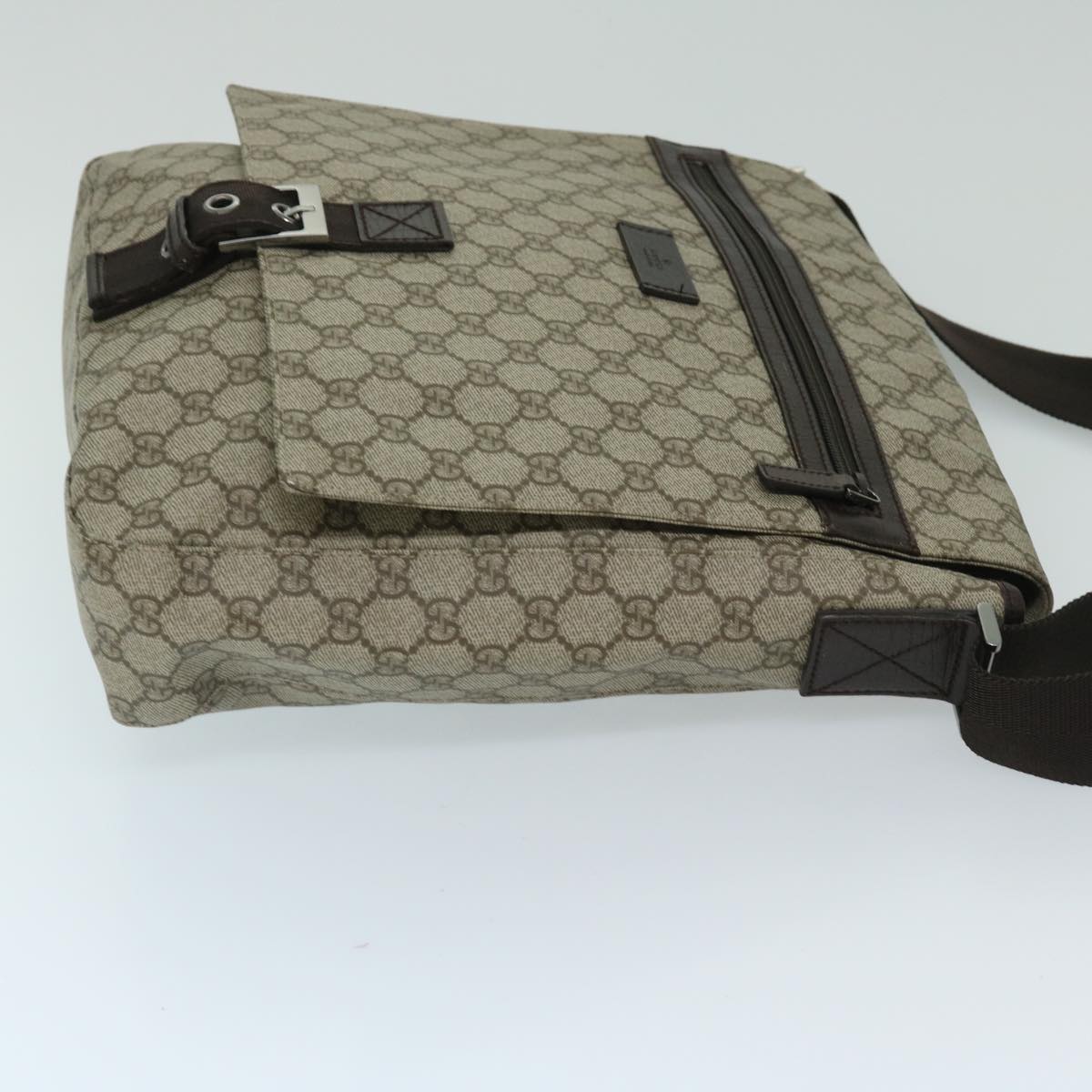 GUCCI GG Supreme Shoulder Bag PVC Beige 141194 Auth ki4209