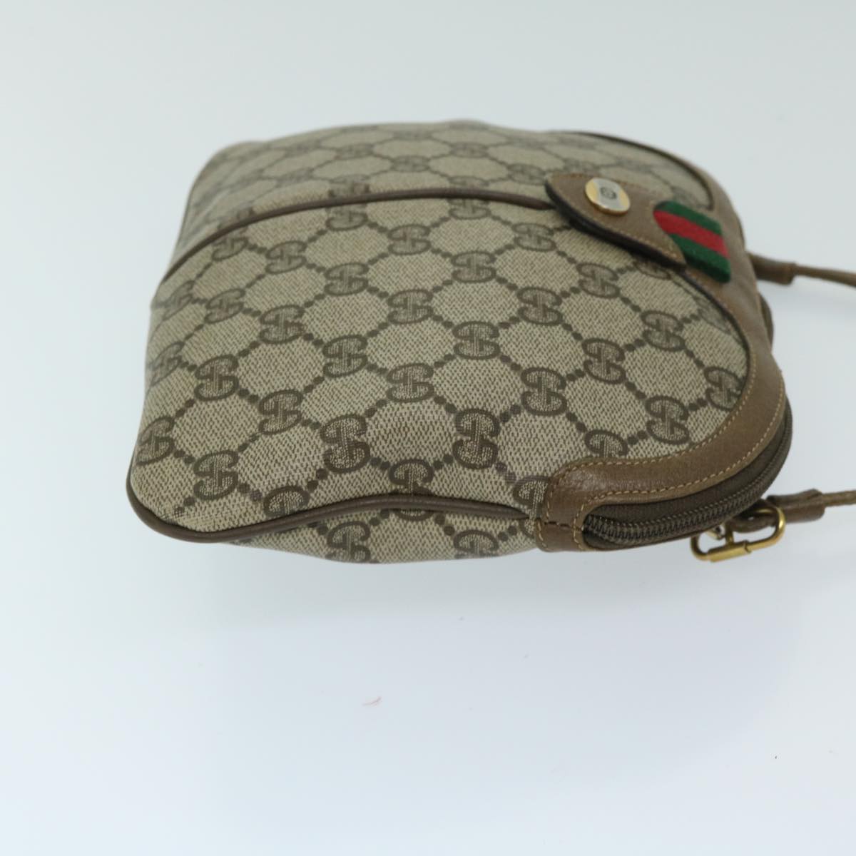 GUCCI GG Supreme Web Sherry Line Shoulder Bag Beige Red 98 02 047 Auth ki4228