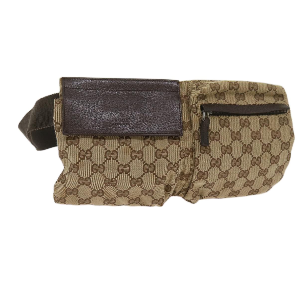 GUCCI GG Canvas Waist bag Beige 28566 Auth ki4232