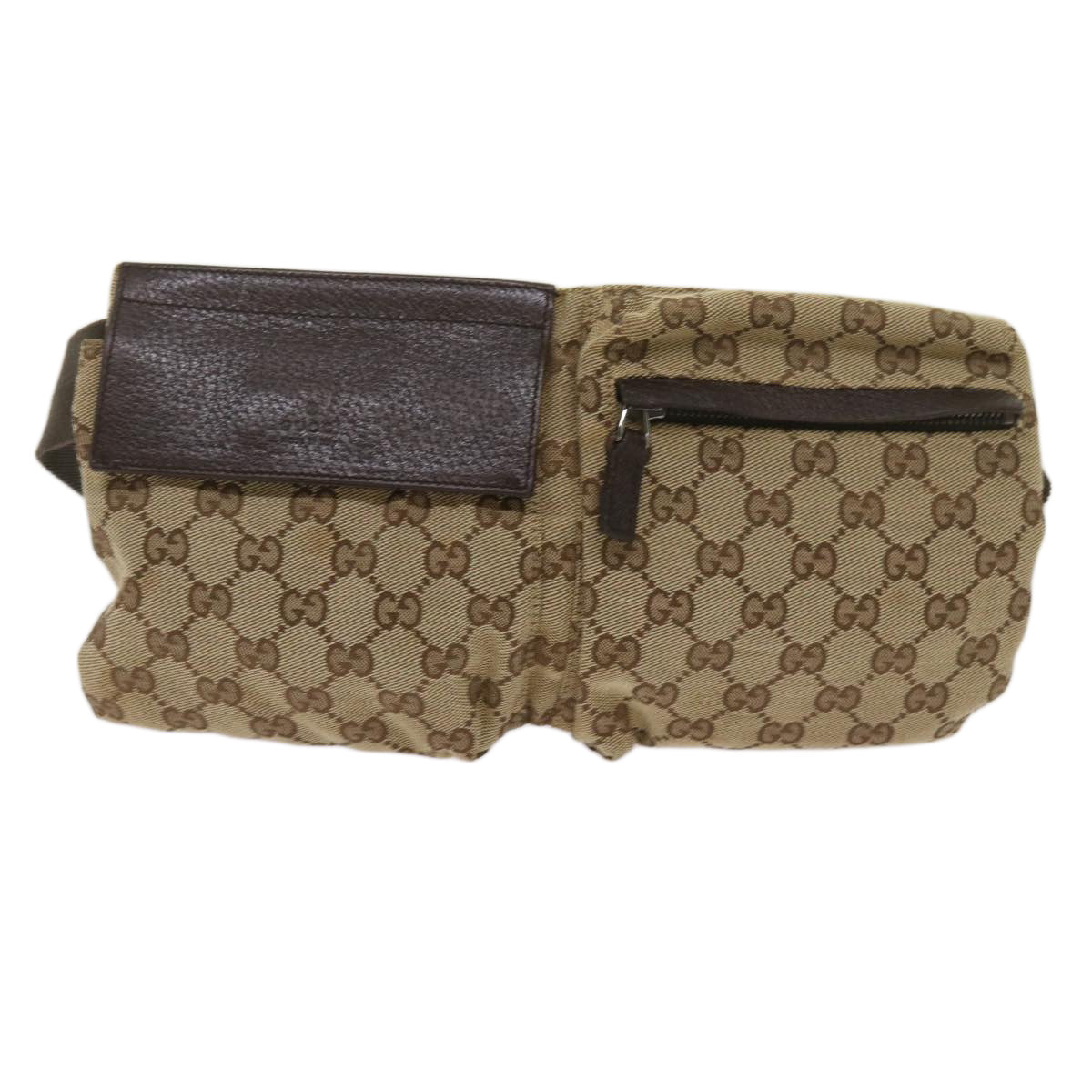 GUCCI GG Canvas Waist bag Beige 28566 Auth ki4232