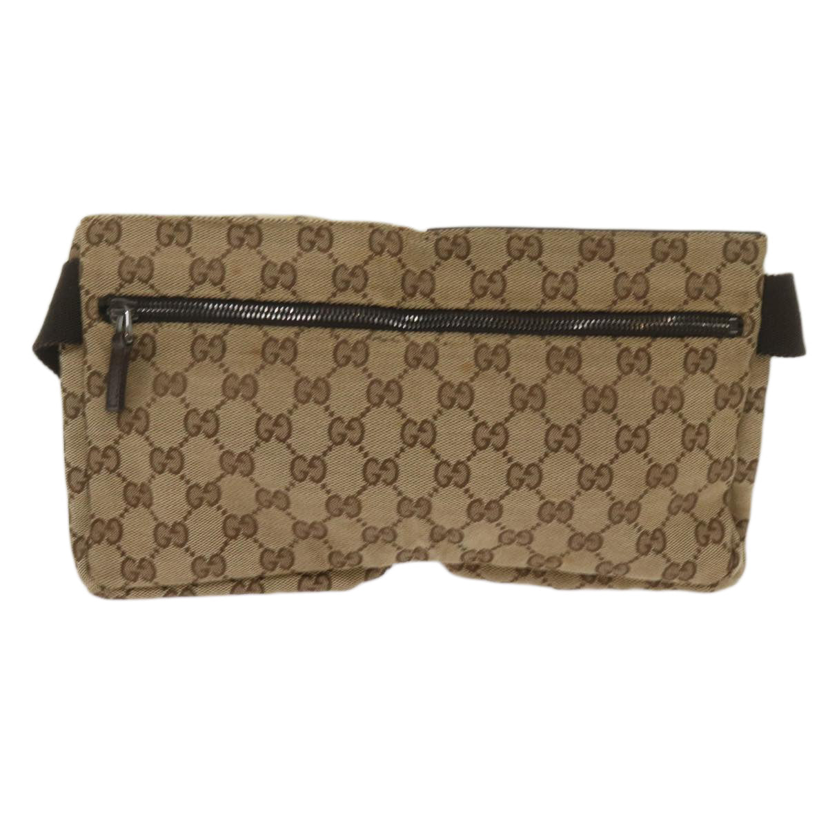 GUCCI GG Canvas Waist bag Beige 28566 Auth ki4232