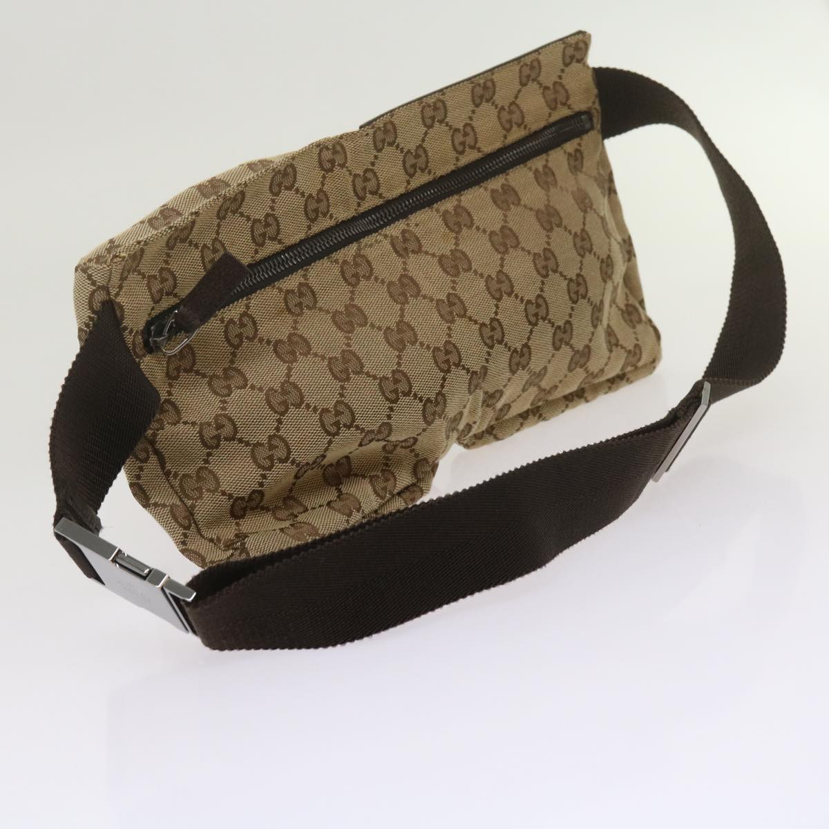 GUCCI GG Canvas Waist bag Beige 28566 Auth ki4232