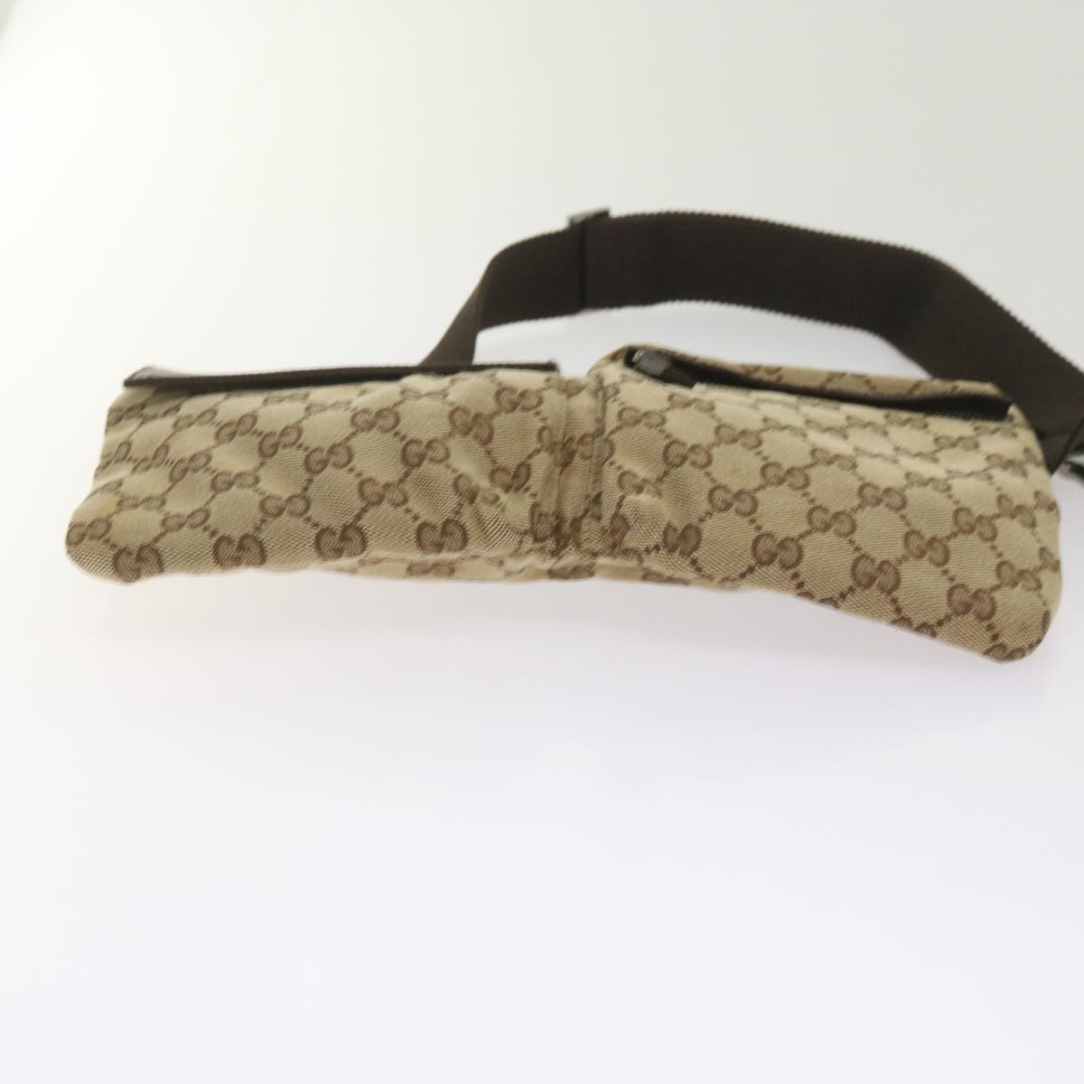 GUCCI GG Canvas Waist bag Beige 28566 Auth ki4232