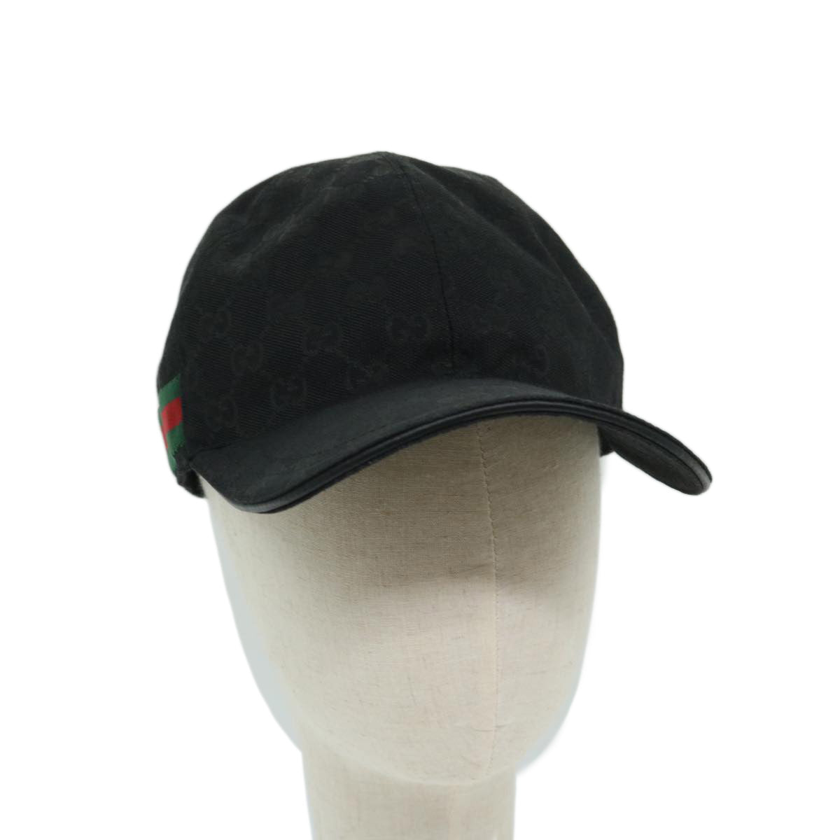 GUCCI GG Canvas Web Sherry Line Cap XL Black Red Green 200035 Auth ki4242