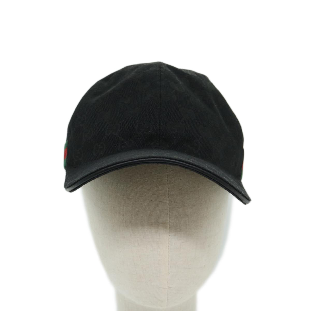 GUCCI GG Canvas Web Sherry Line Cap XL Black Red Green 200035 Auth ki4242