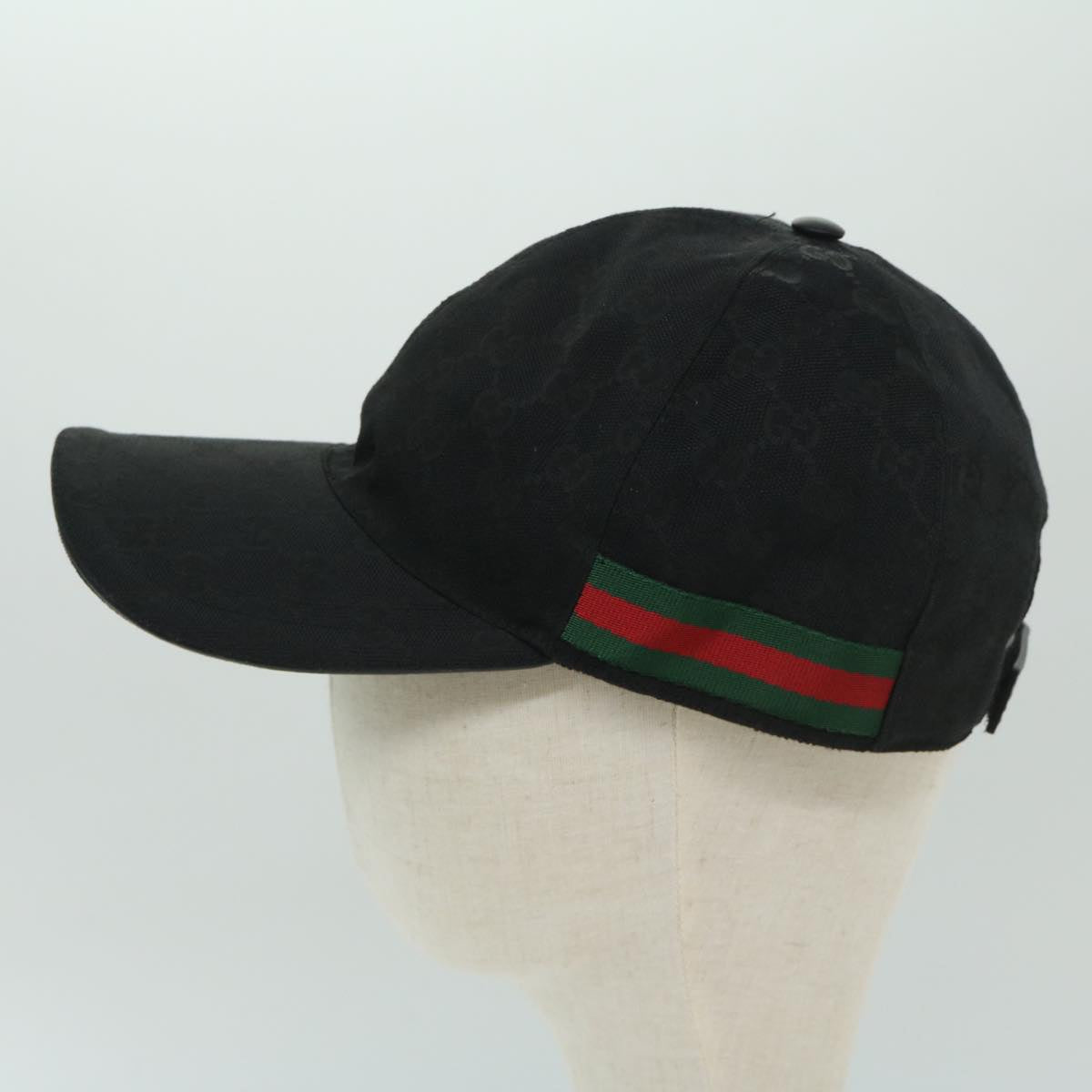 GUCCI GG Canvas Web Sherry Line Cap XL Black Red Green 200035 Auth ki4242