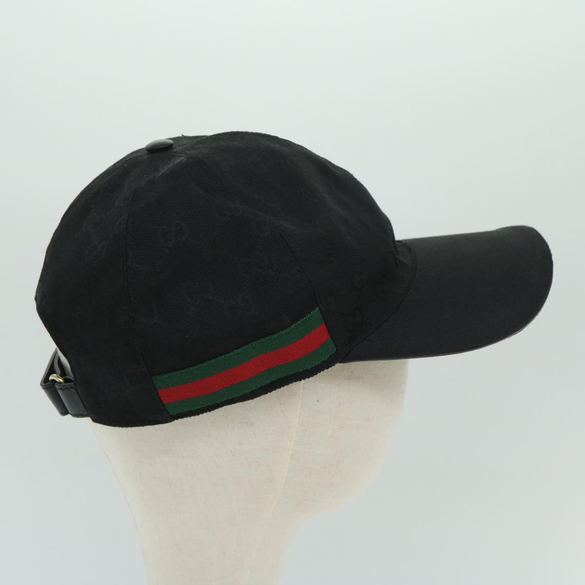 GUCCI GG Canvas Web Sherry Line Cap XL Black Red Green 200035 Auth ki4242