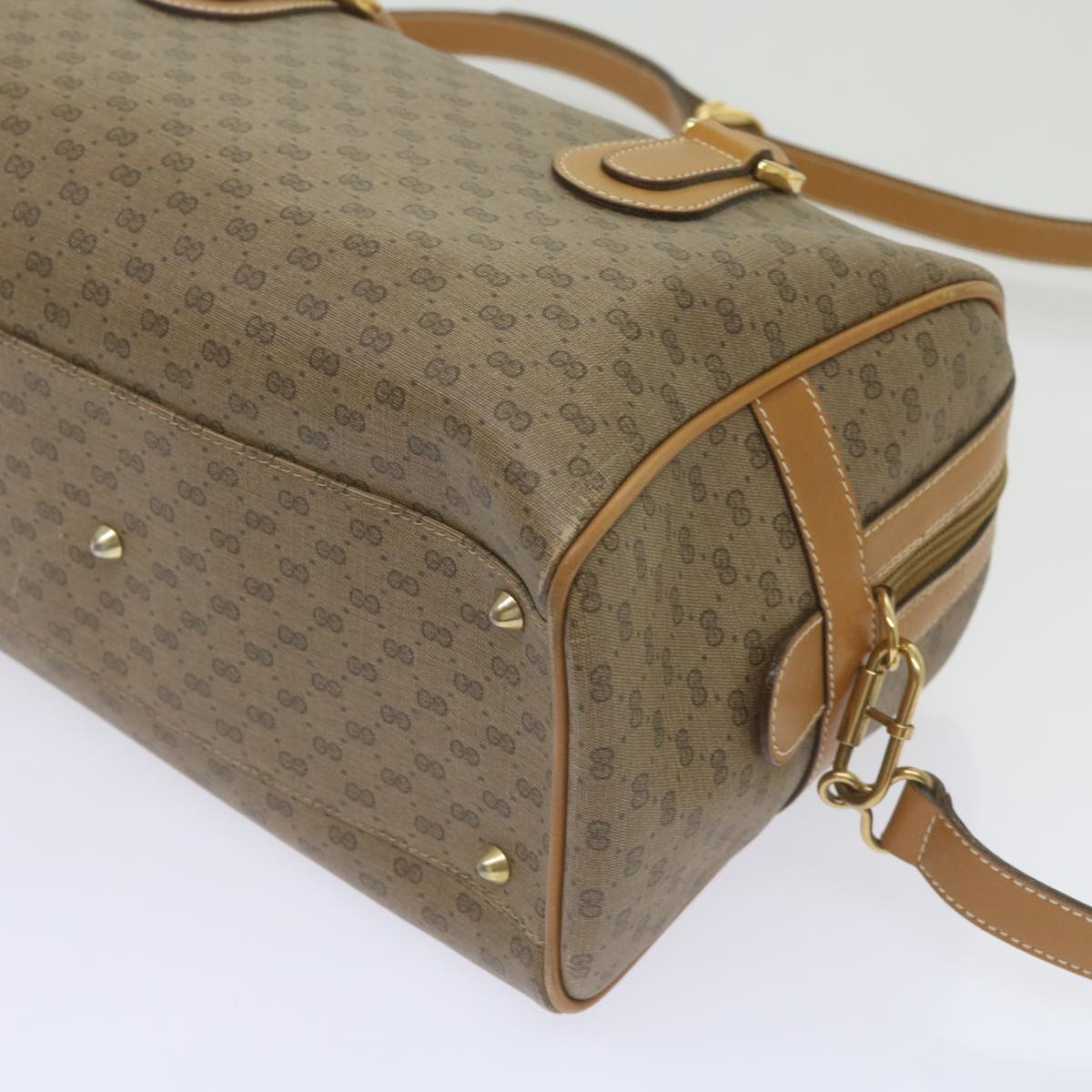 GUCCI Micro GG Supreme Mini Boston Bag PVC 2way Beige 002 115 0165 Auth ki4270