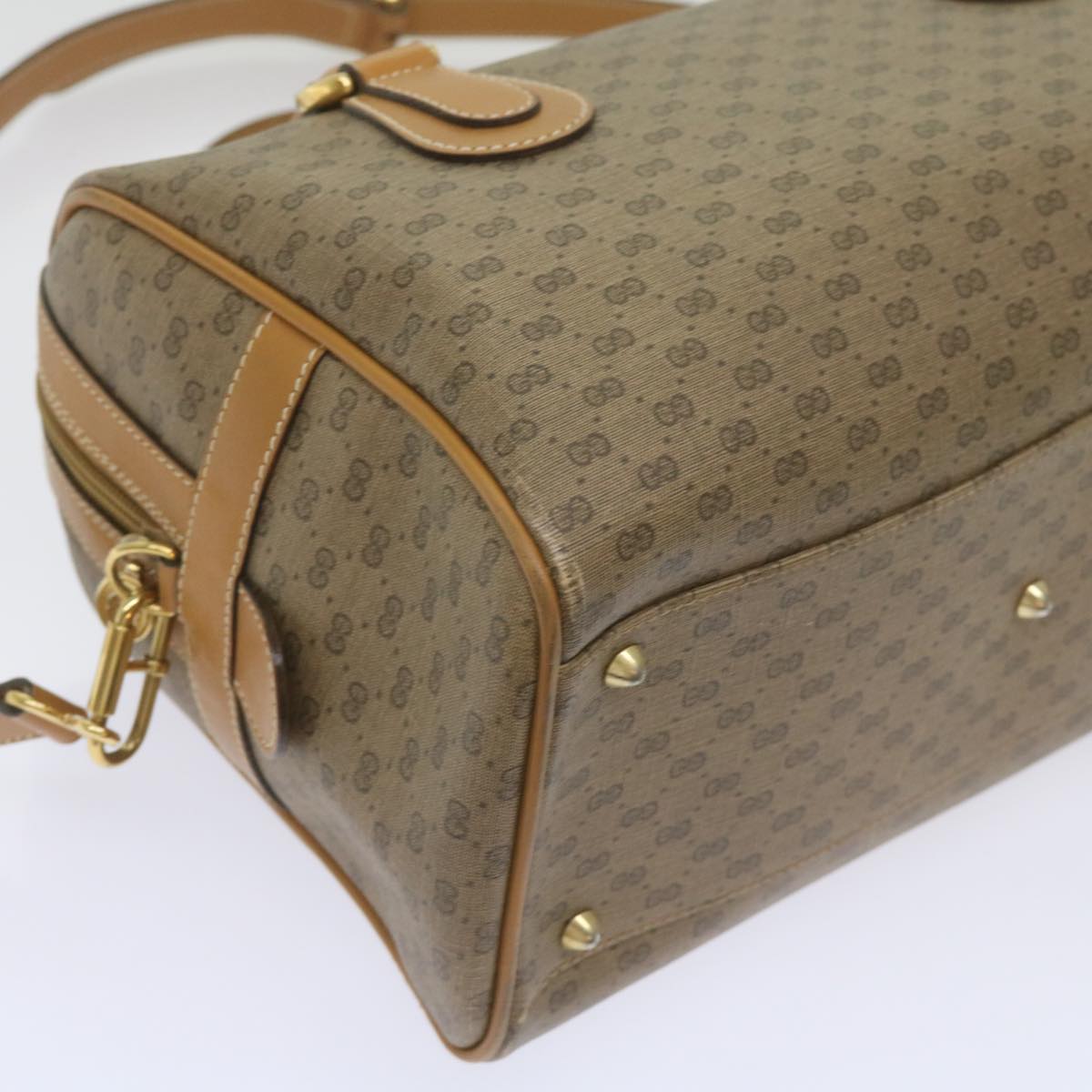 GUCCI Micro GG Supreme Mini Boston Bag PVC 2way Beige 002 115 0165 Auth ki4270