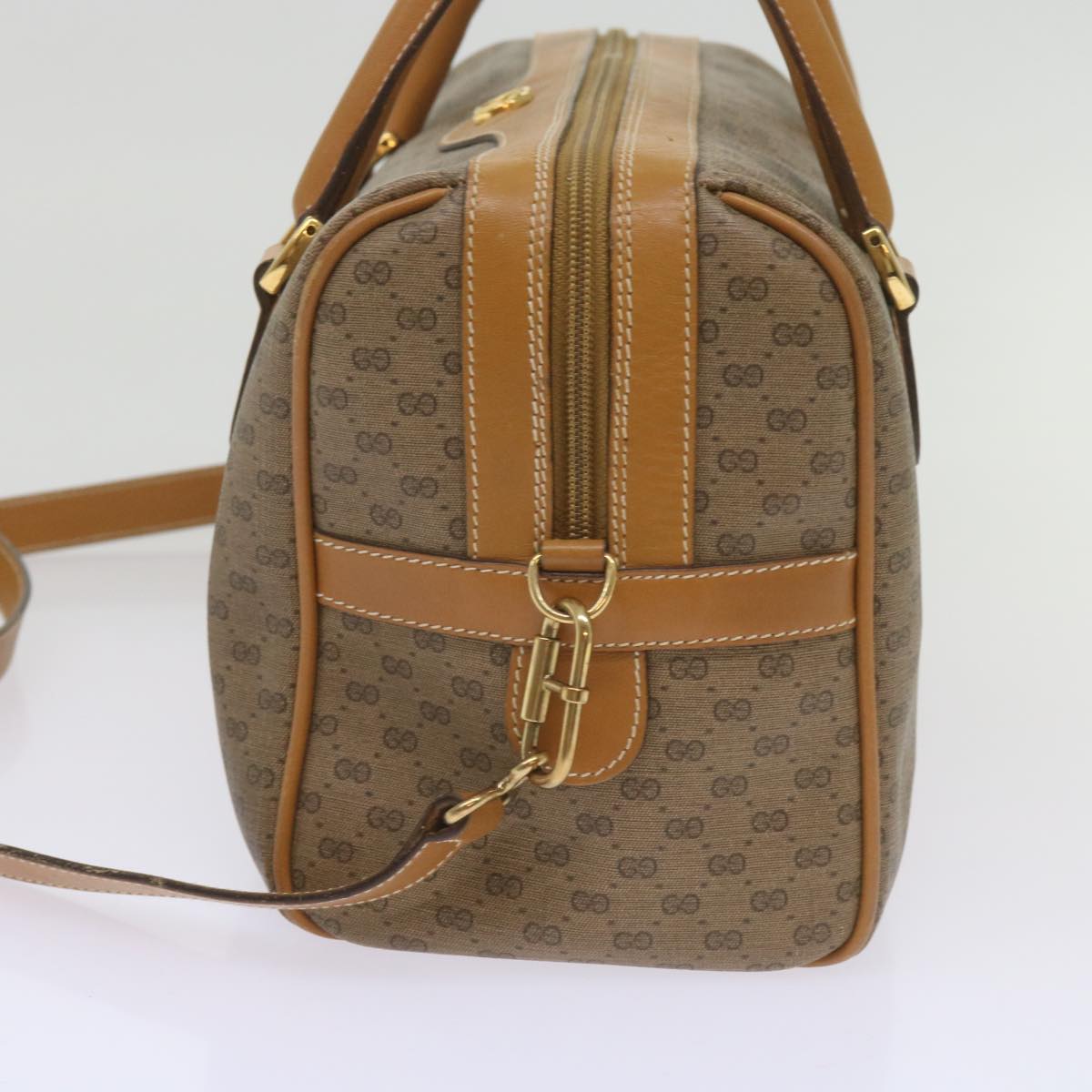 GUCCI Micro GG Supreme Mini Boston Bag PVC 2way Beige 002 115 0165 Auth ki4270