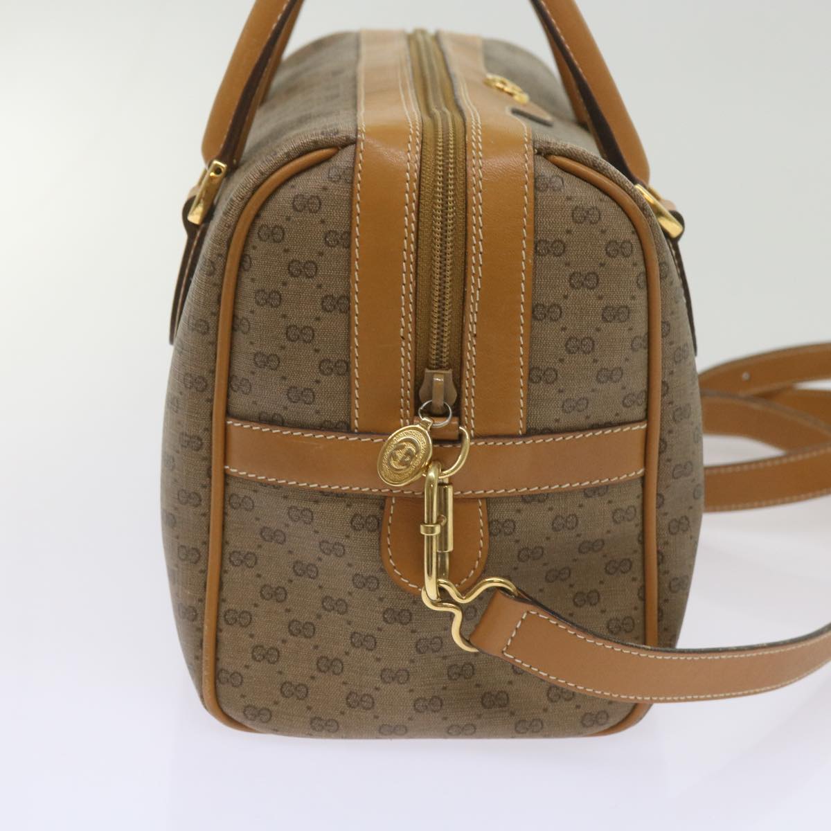 GUCCI Micro GG Supreme Mini Boston Bag PVC 2way Beige 002 115 0165 Auth ki4270