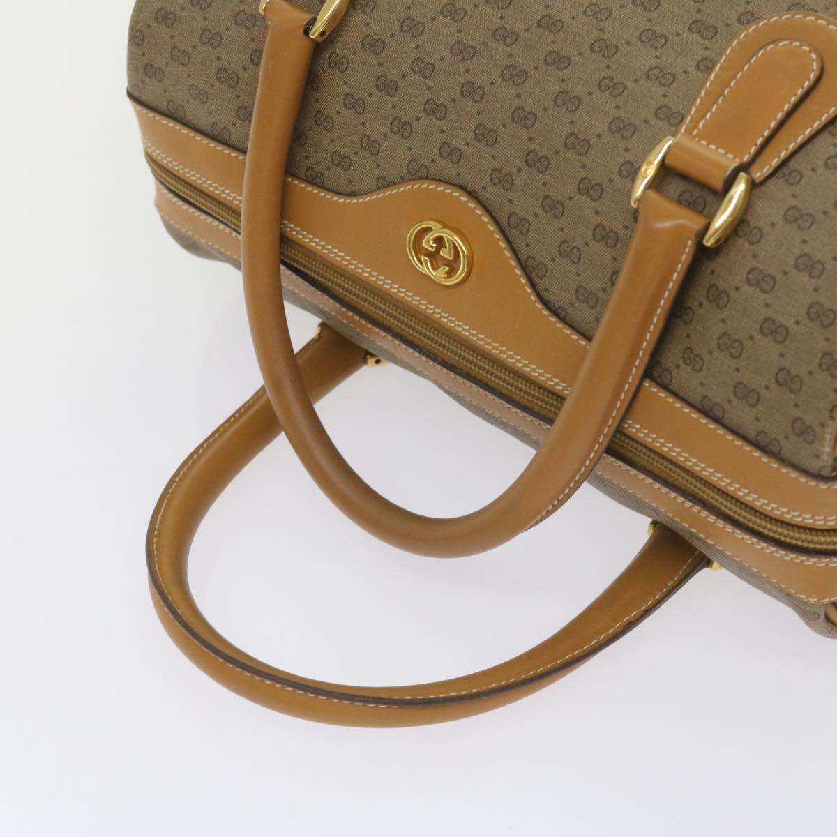 GUCCI Micro GG Supreme Mini Boston Bag PVC 2way Beige 002 115 0165 Auth ki4270