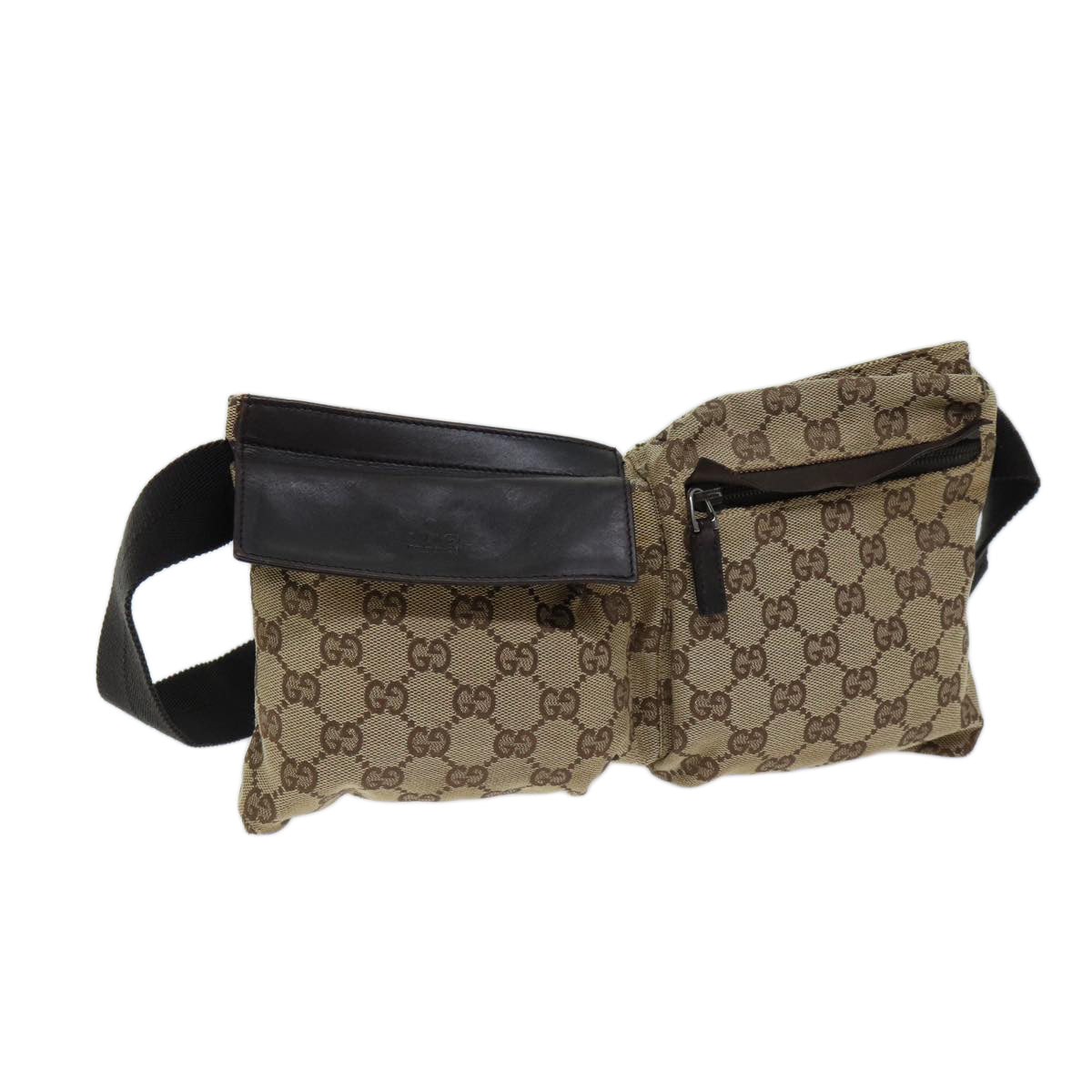 GUCCI GG Canvas Waist bag Beige 28566 Auth ki4305