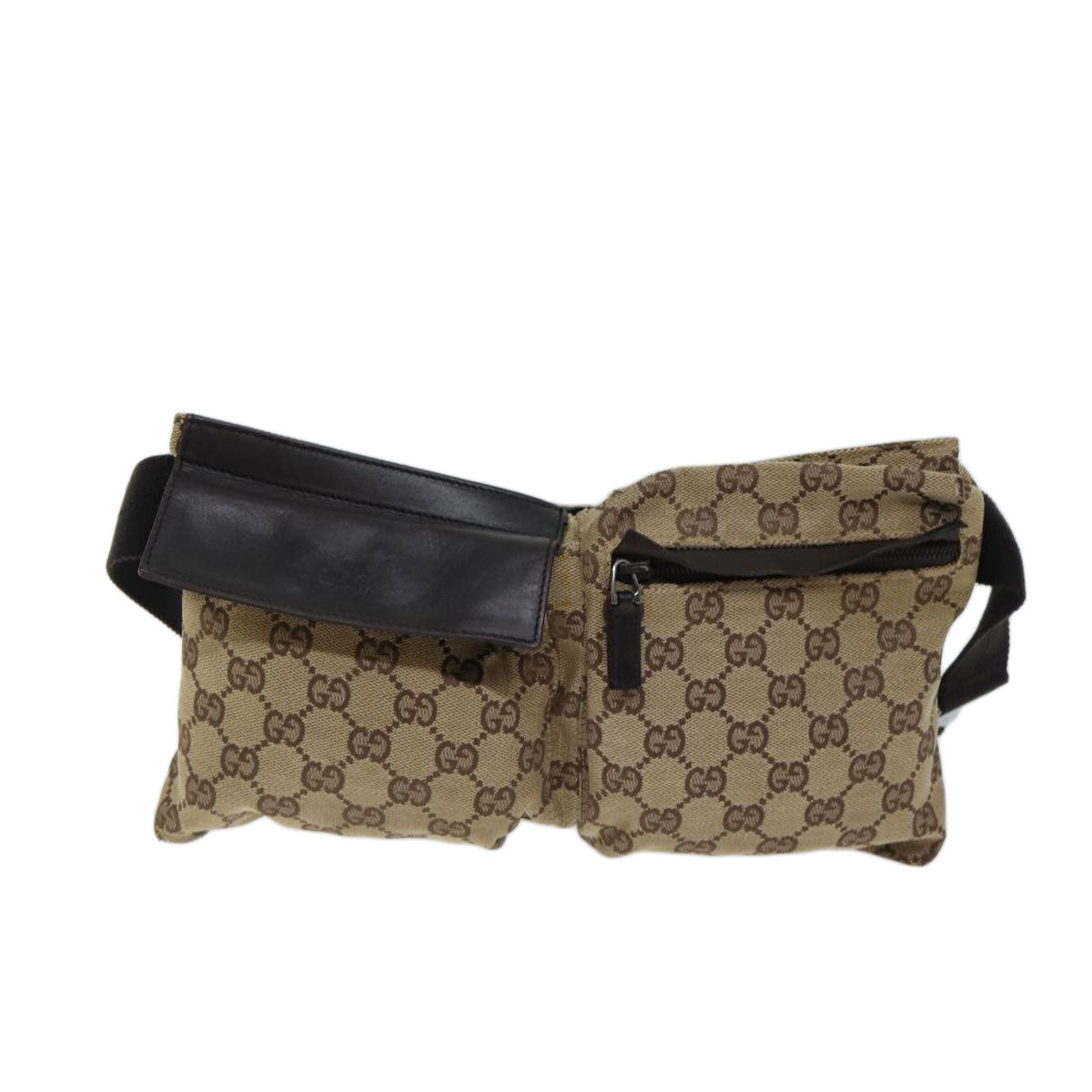 GUCCI GG Canvas Waist bag Beige 28566 Auth ki4305