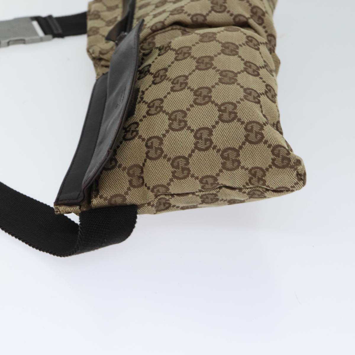 GUCCI GG Canvas Waist bag Beige 28566 Auth ki4305