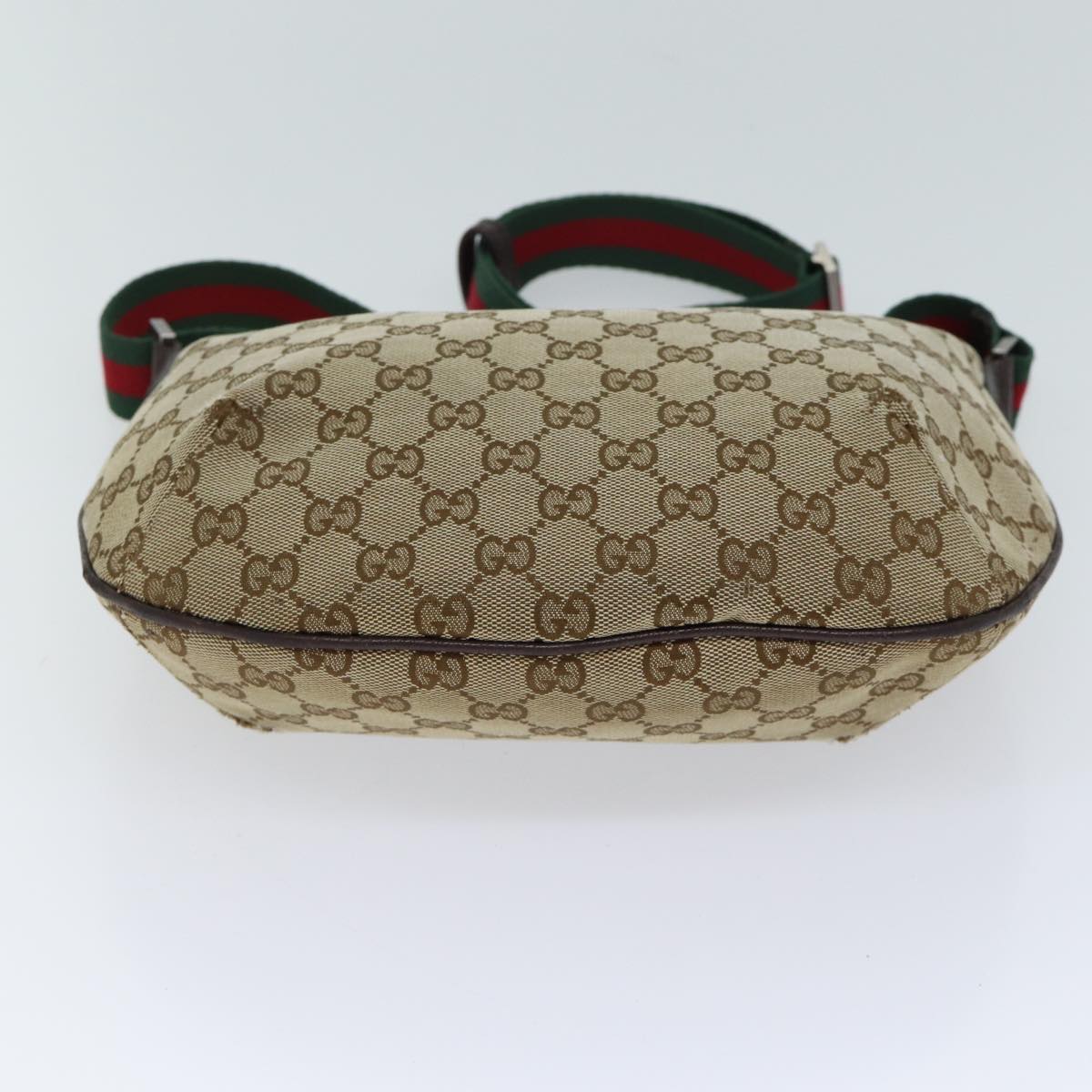 GUCCI GG Canvas Web Sherry Line Shoulder Bag Beige Red Green 192756 Auth ki4312