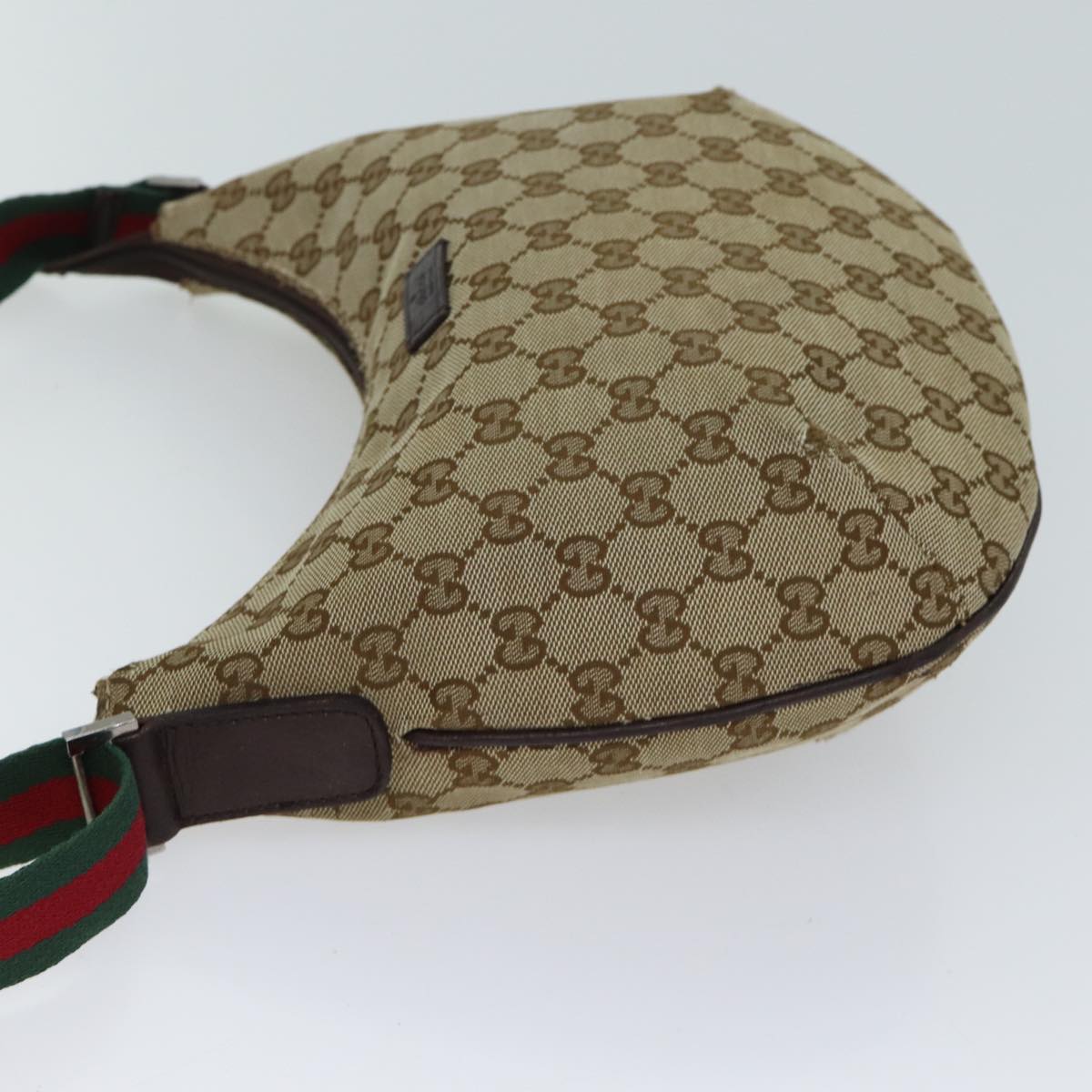 GUCCI GG Canvas Web Sherry Line Shoulder Bag Beige Red Green 192756 Auth ki4312