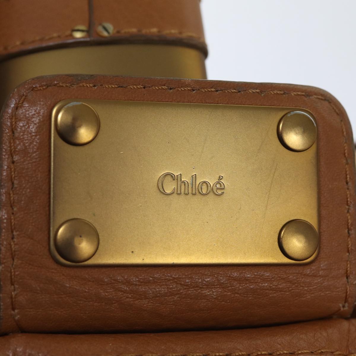 Chloe Paddington Shoulder Bag Leather Brown Auth ki4344