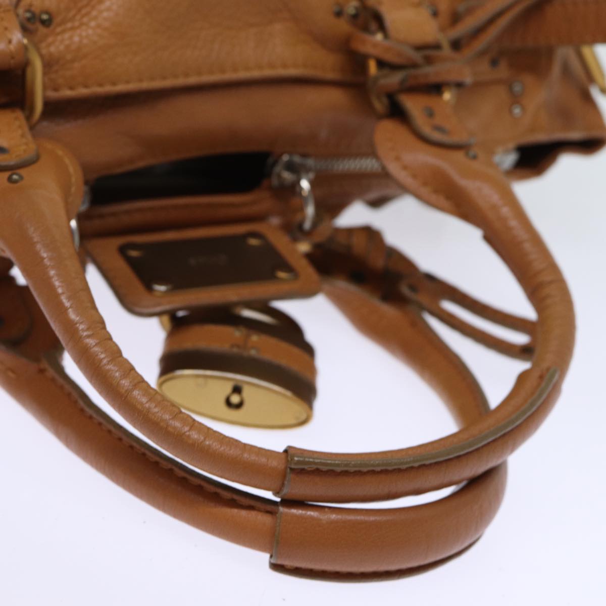 Chloe Paddington Shoulder Bag Leather Brown Auth ki4344