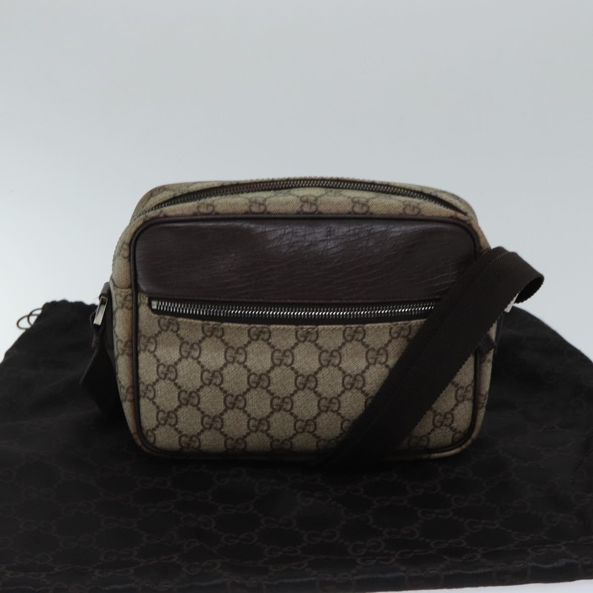 GUCCI GG Supreme Shoulder Bag PVC Beige 114291 Auth ki4360